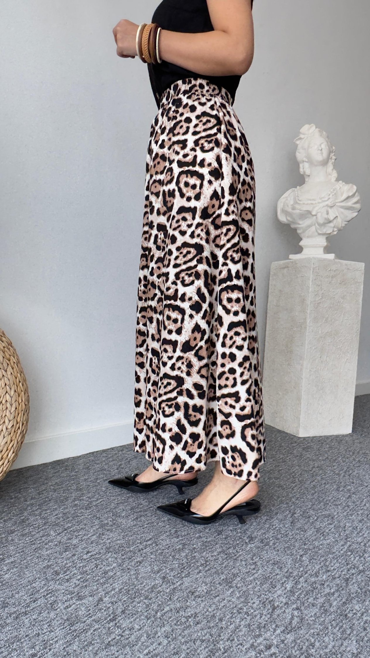 Leopar Desenli Poplin Etek