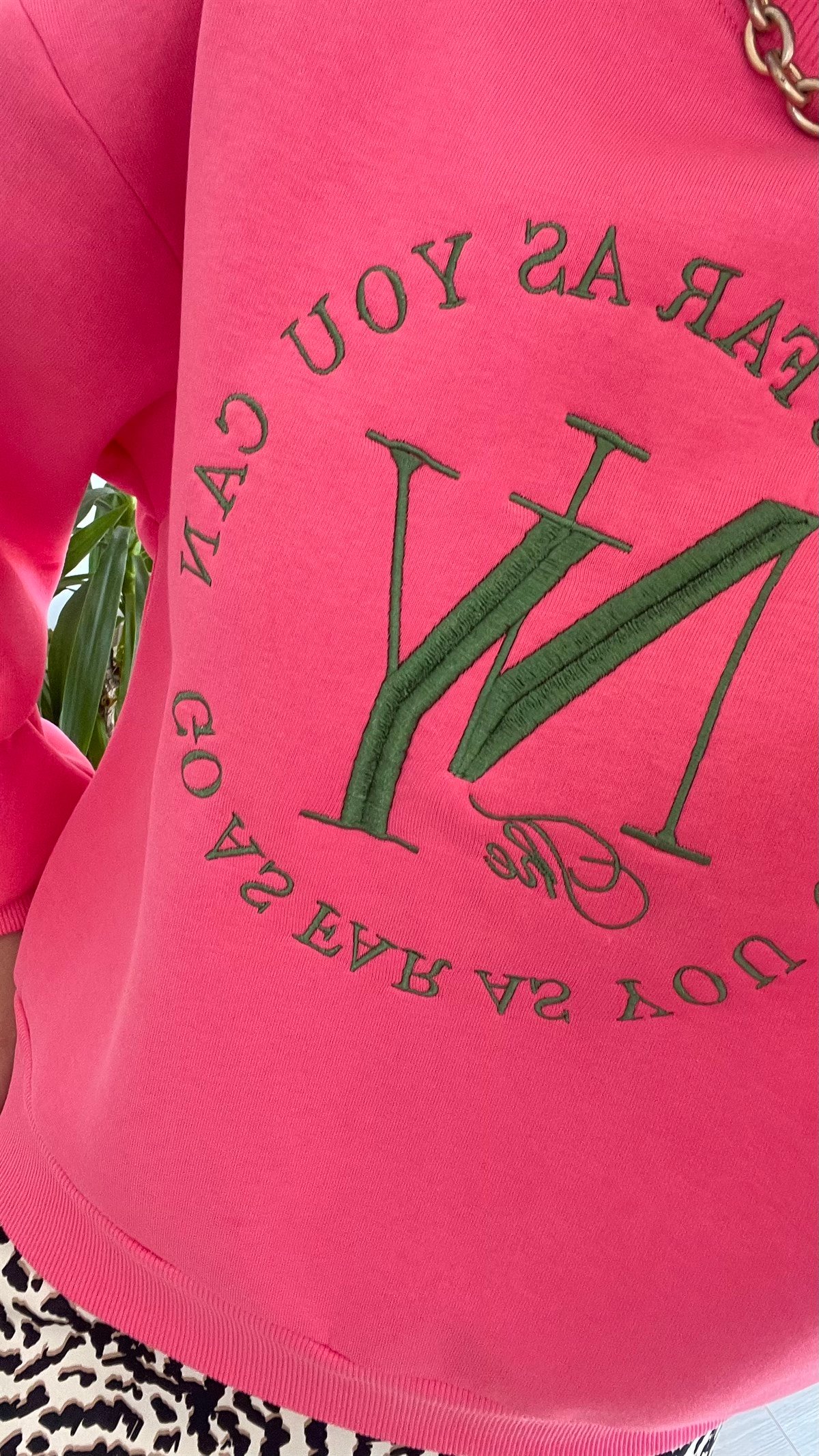 Ny Nakışlı Pembe Sweatshirt