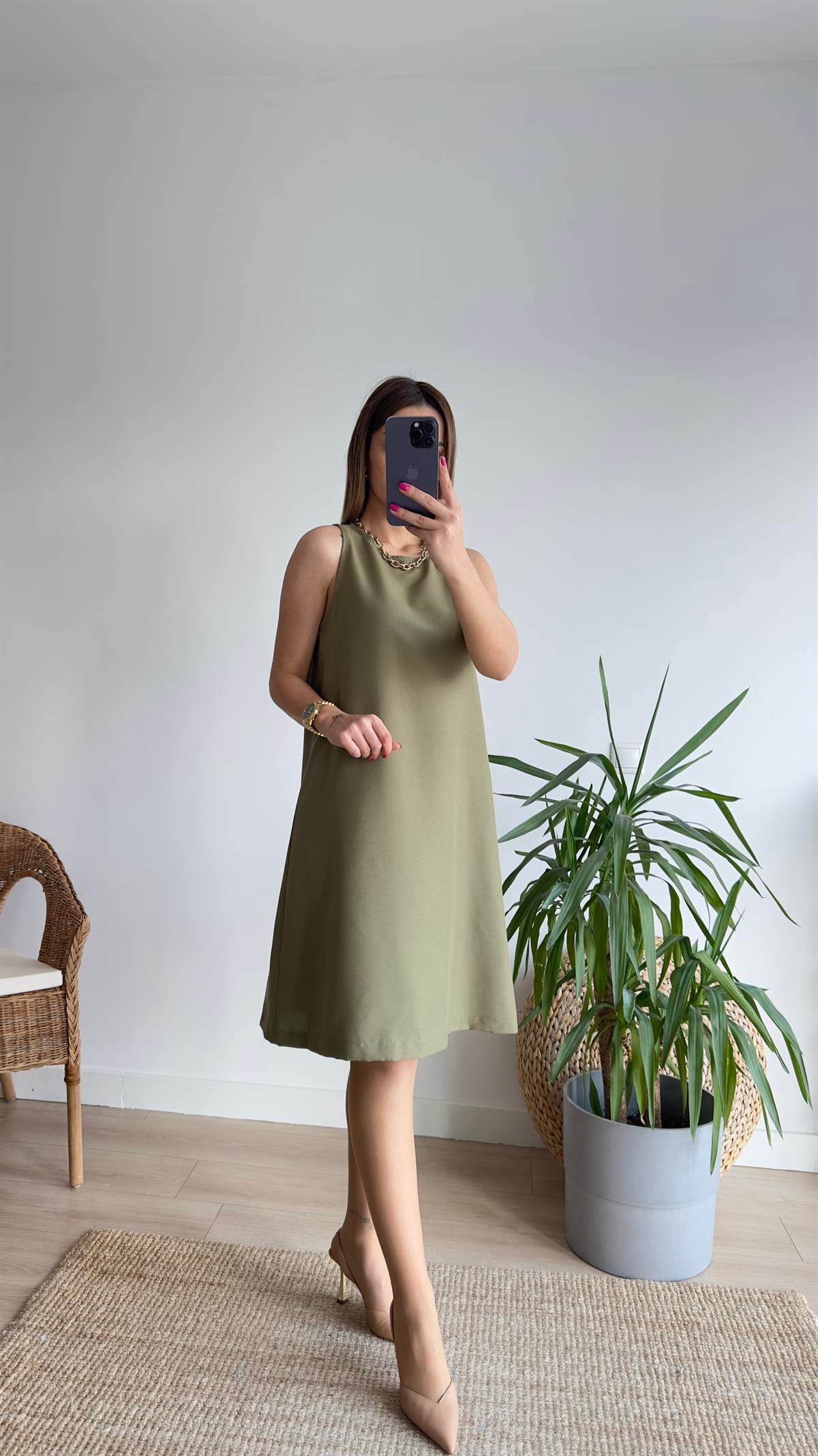 Marta Kolsuz Haki Basic Elbise 