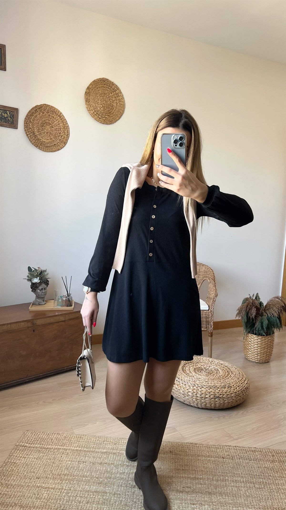 Fitilli Siyah Tunik Elbise