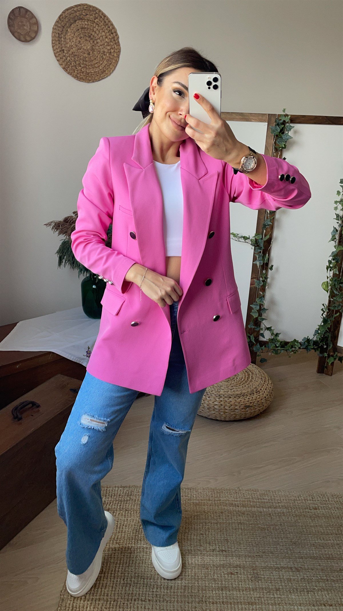 Pembe Blazer Ceket
