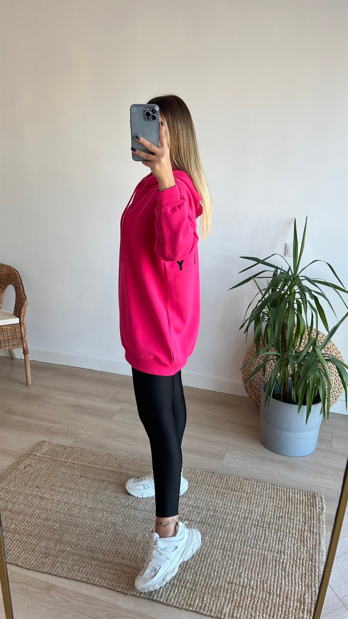 Sırtı Destıny Yazı Detaylı Pembe Sweat