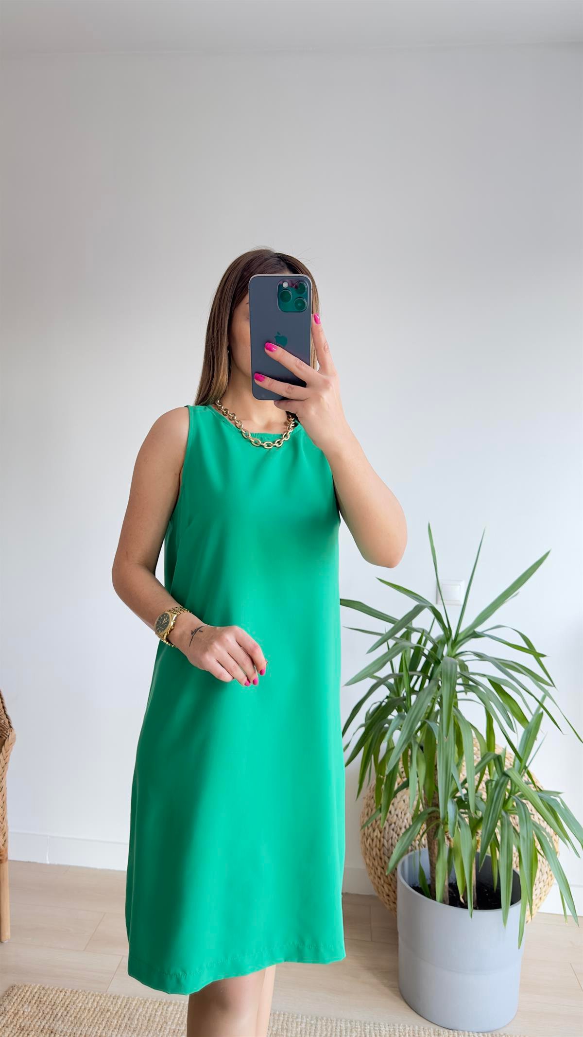 Marta Kolsuz Yeşil Basic Elbise 