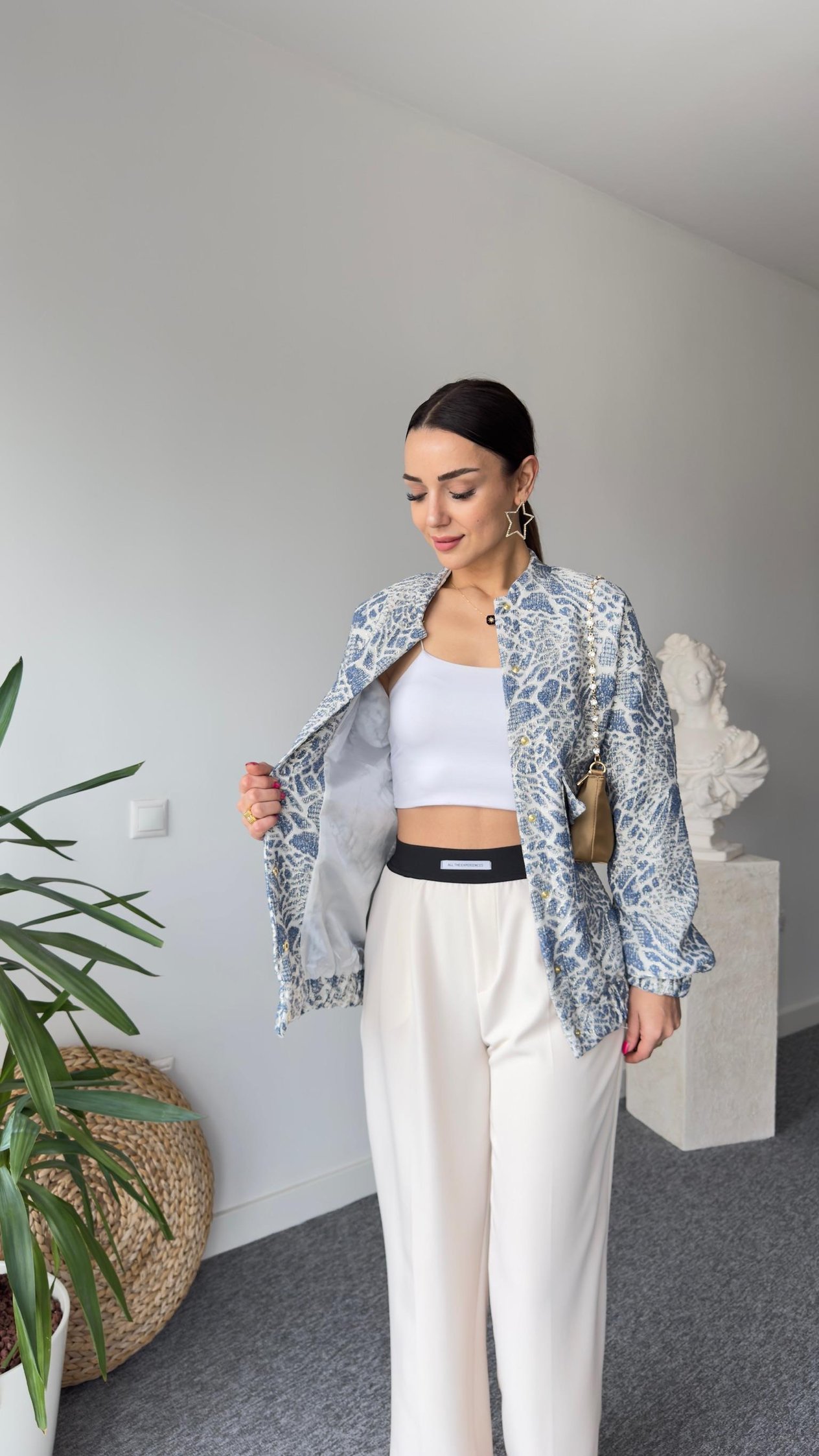 Simli Mavi Bomber Ceket