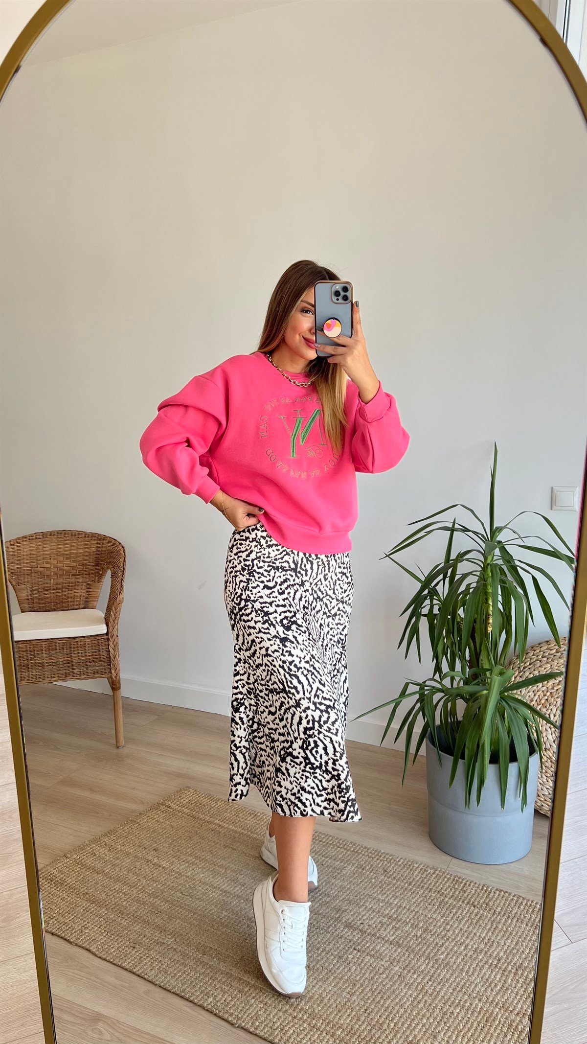 Ny Nakışlı Pembe Sweatshirt