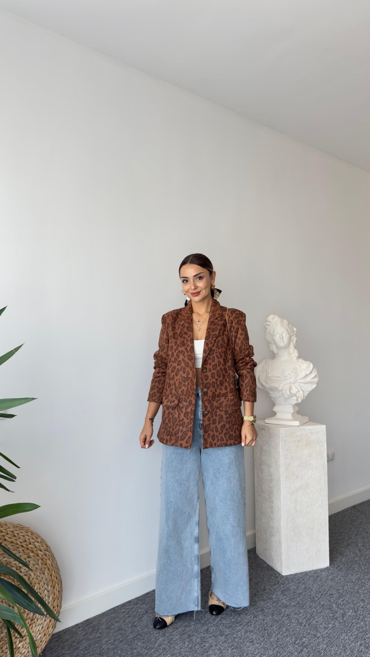 Effe Leopar Desenli Süet  Blazer 