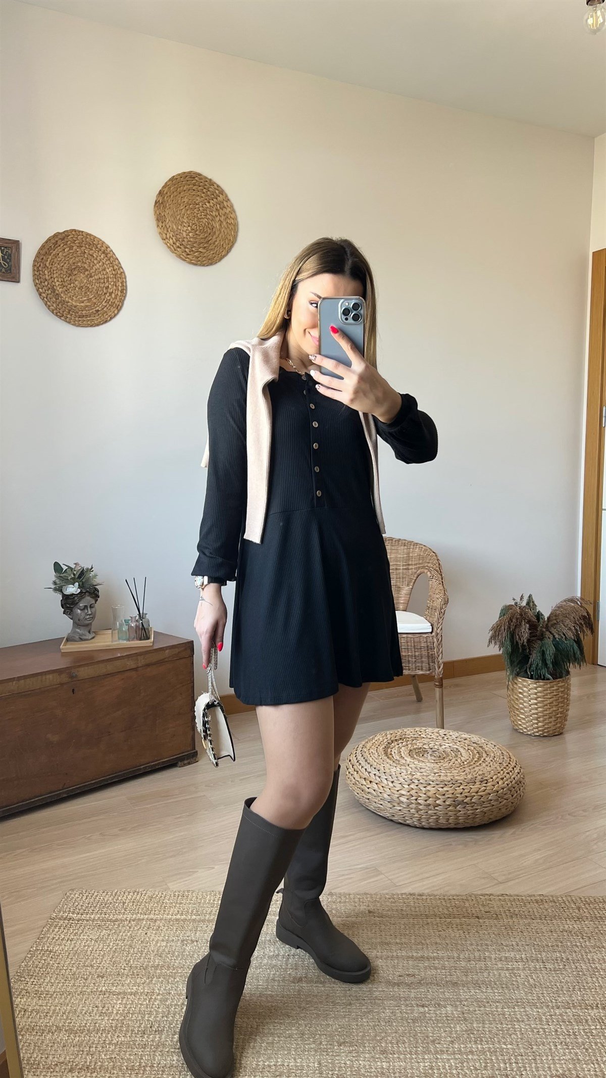 Fitilli Siyah Tunik Elbise