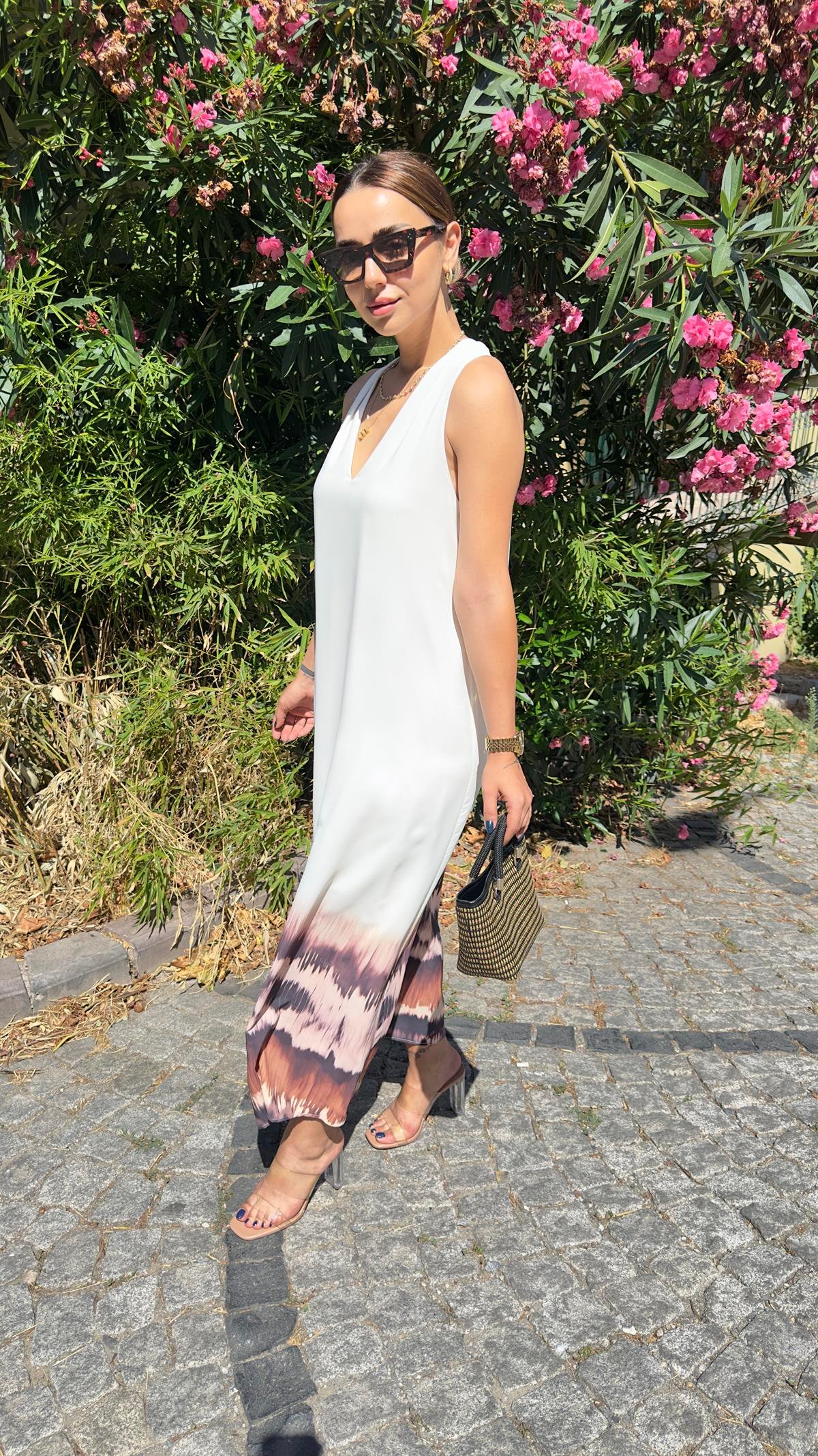 Orj Model Eteği Batik Desen Elbise