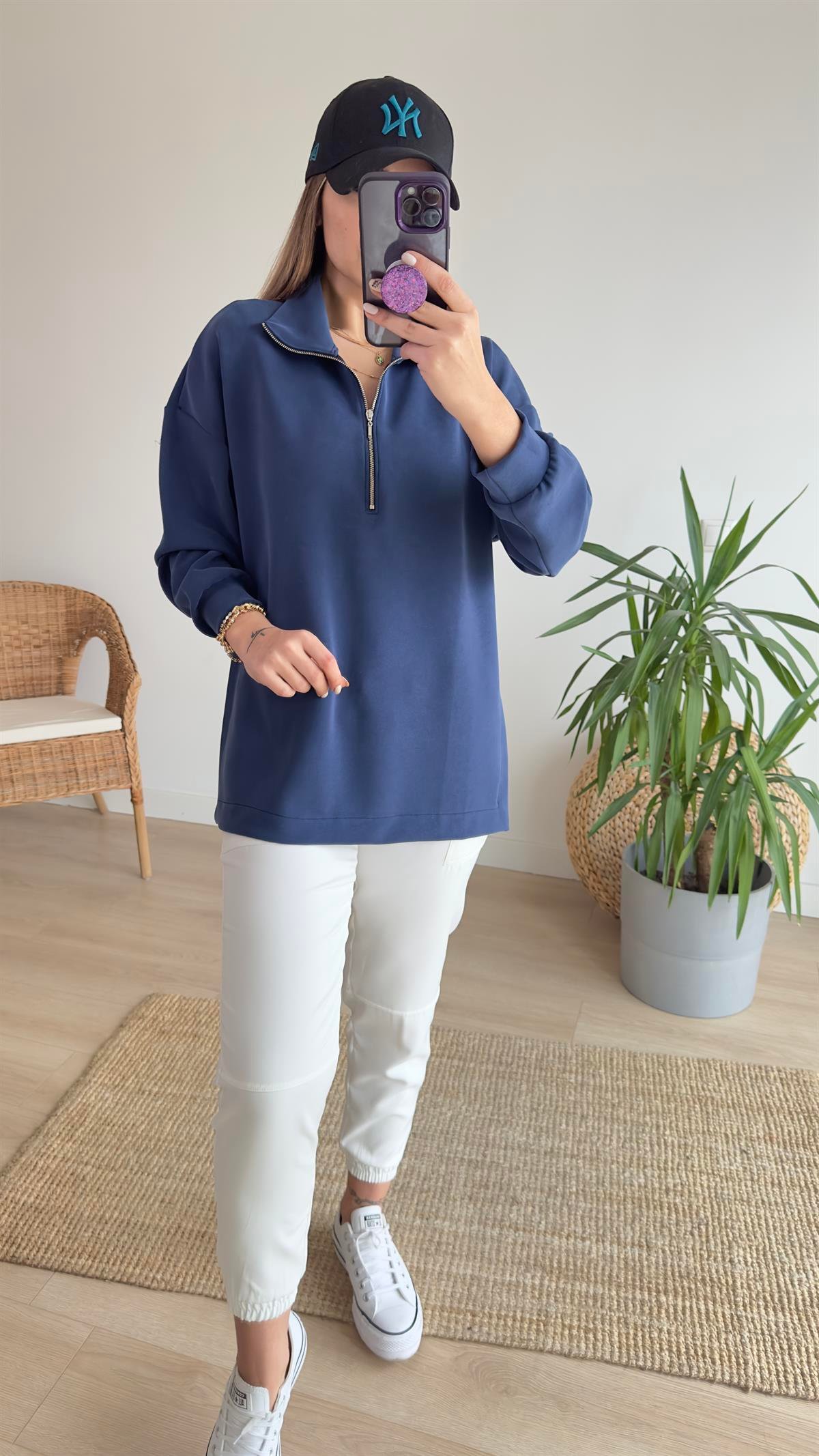 Yarım Fermuar Laci Modal Sweat