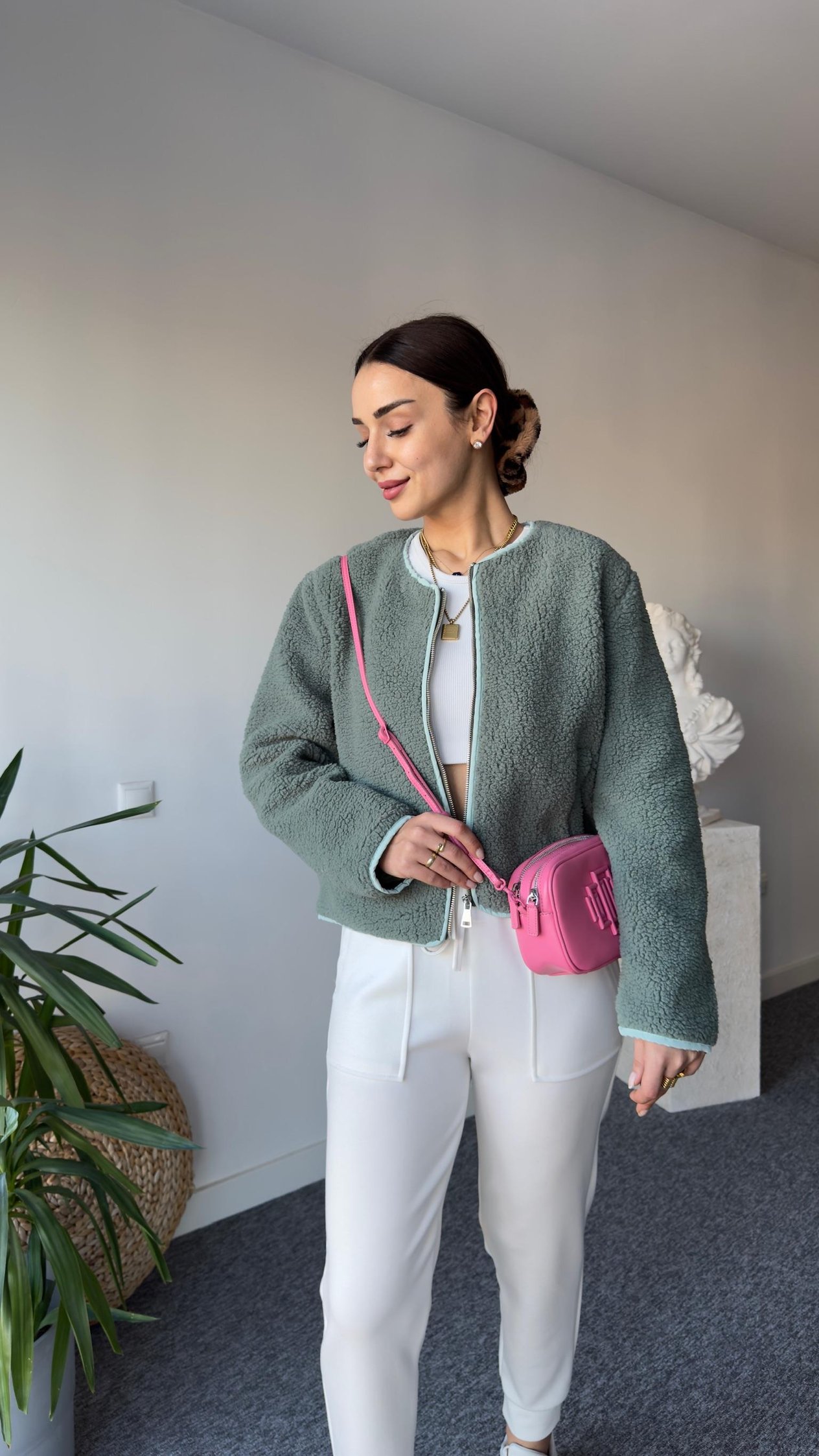 Biyeli Mint Yeşili Astarlı Ceket