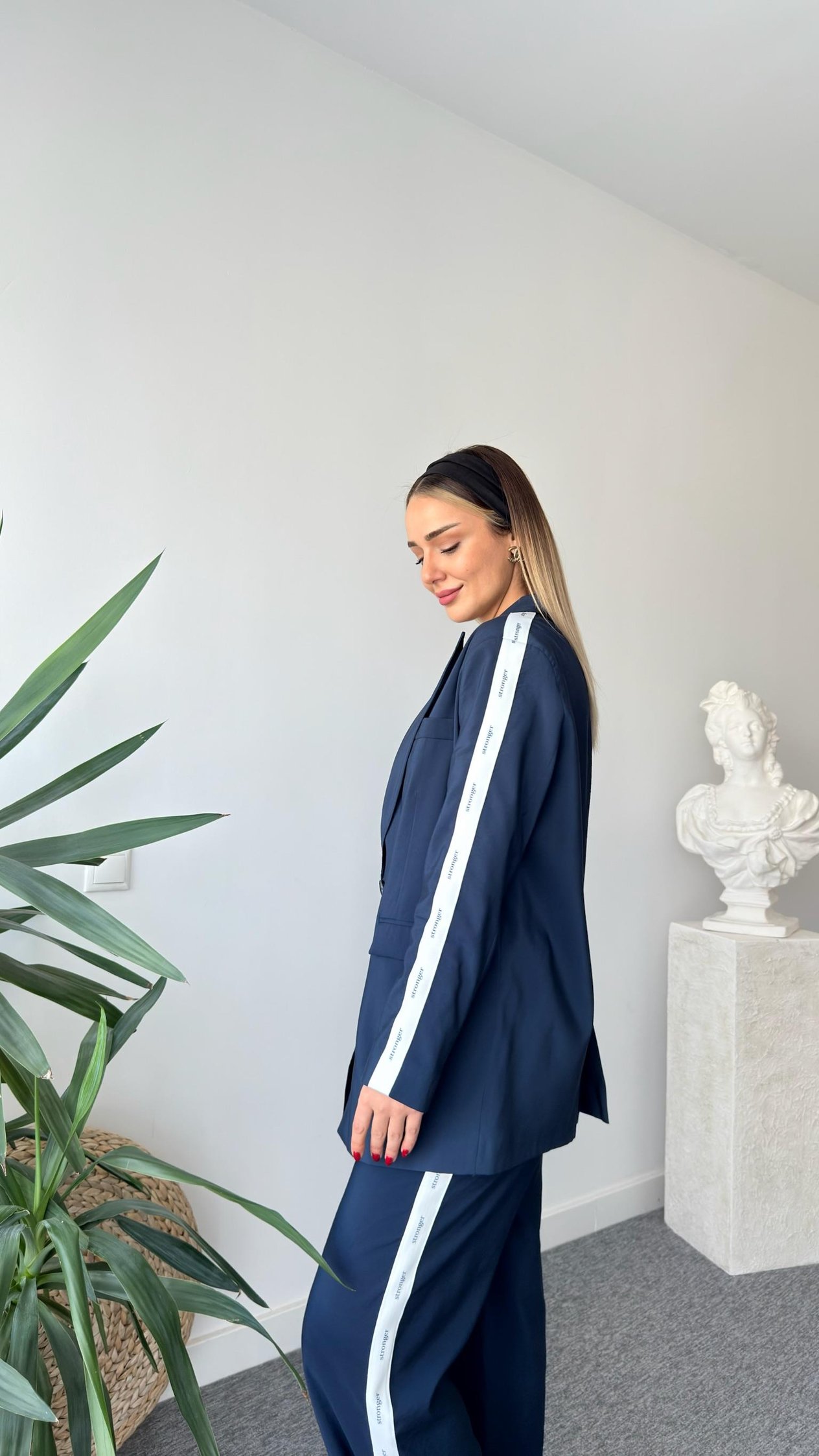 Lorde Şerit Detaylı Tensel Blazer Ceket