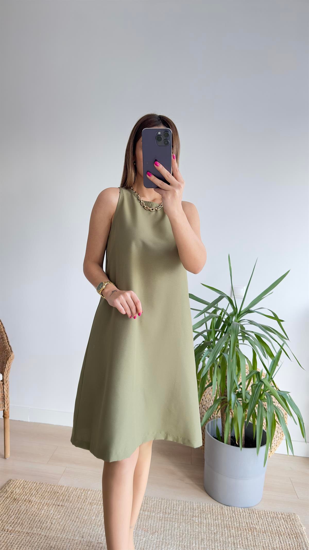 Marta Kolsuz Haki Basic Elbise 