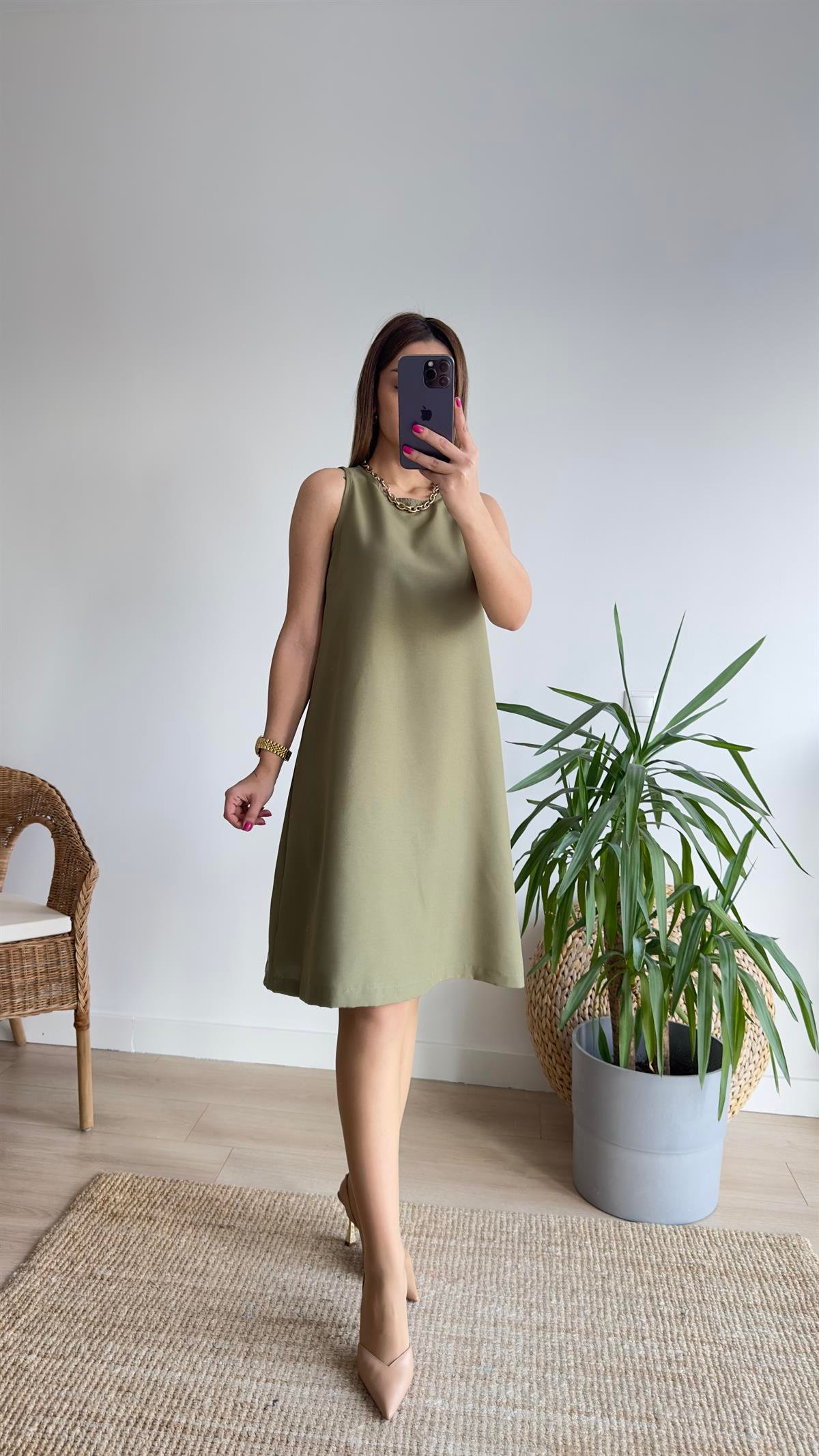 Marta Kolsuz Haki Basic Elbise 