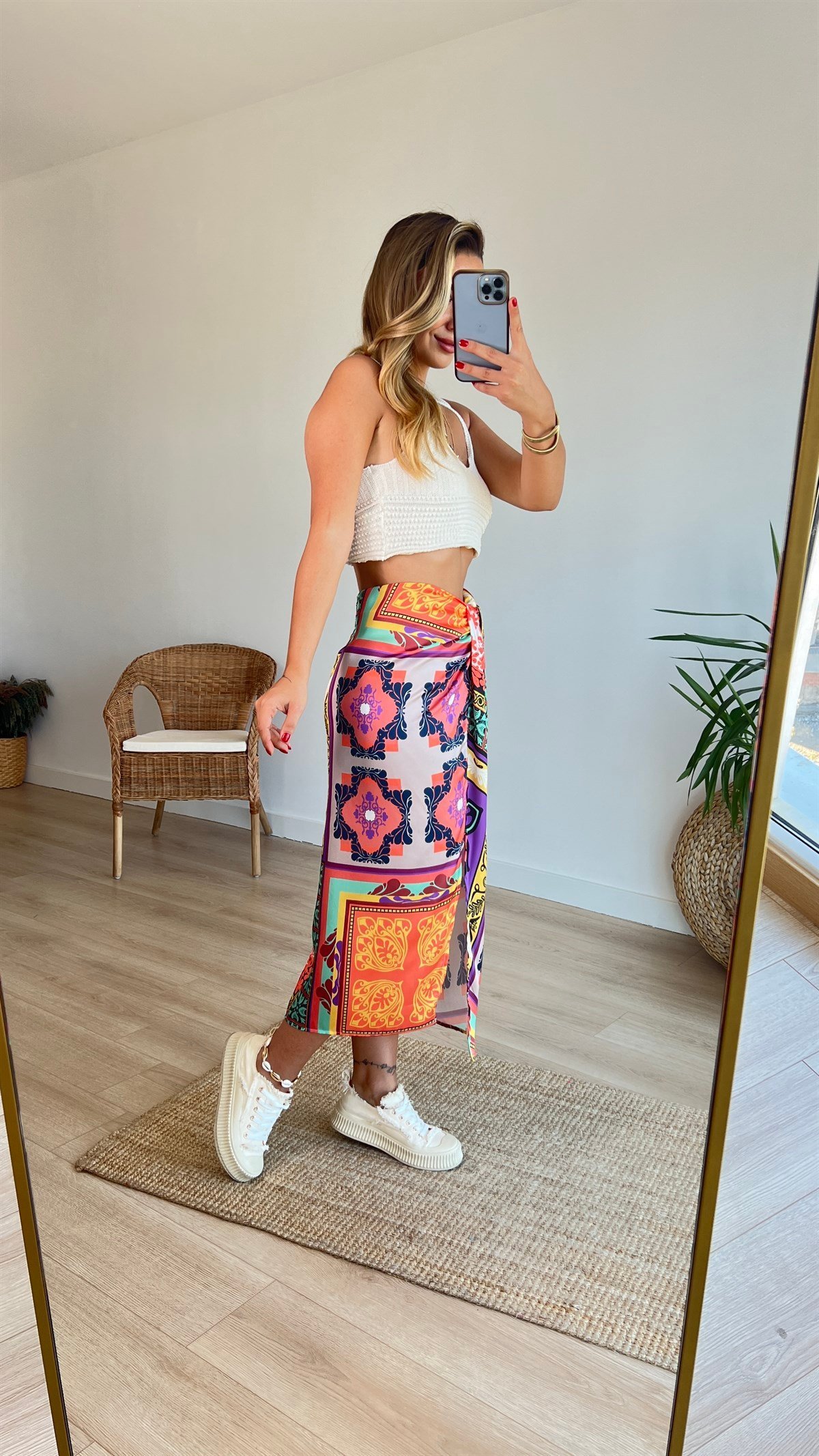 Zara Model Düğümlü Saten Etek