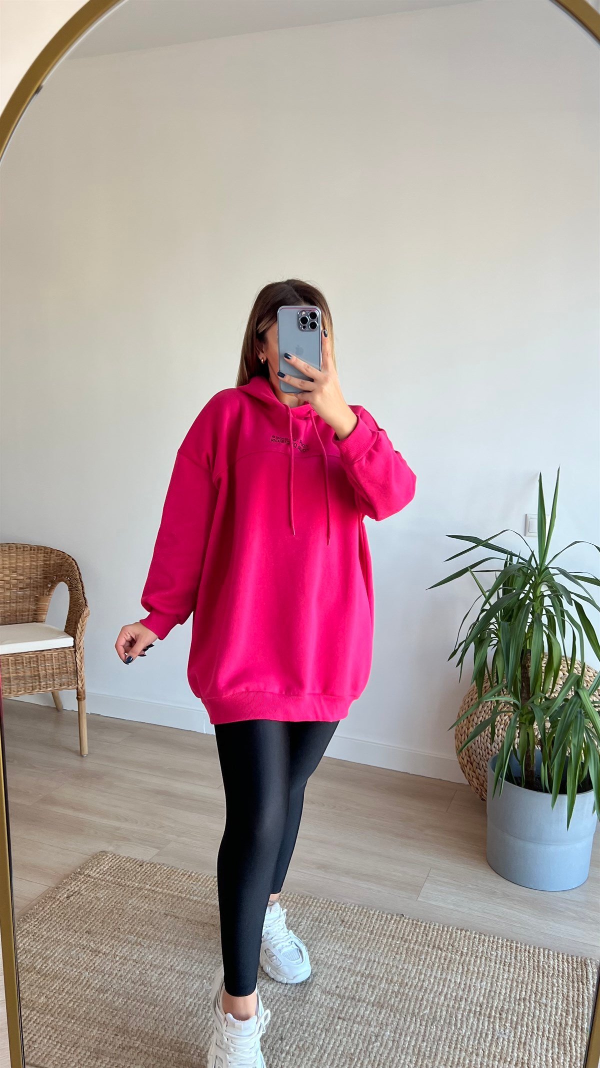 Sırtı Destıny Yazı Detaylı Pembe Sweat