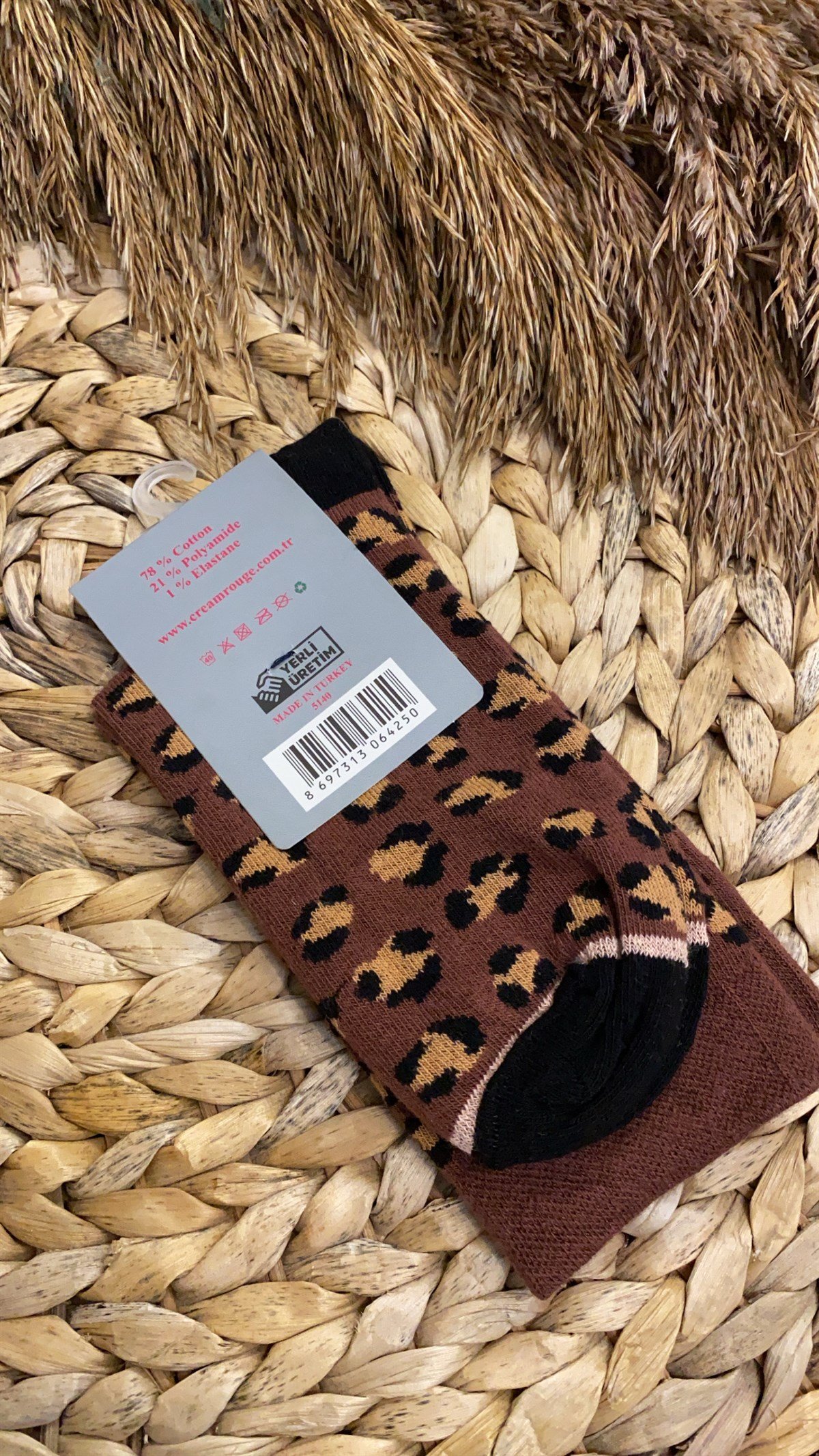 Leopar Desenli Çorap
