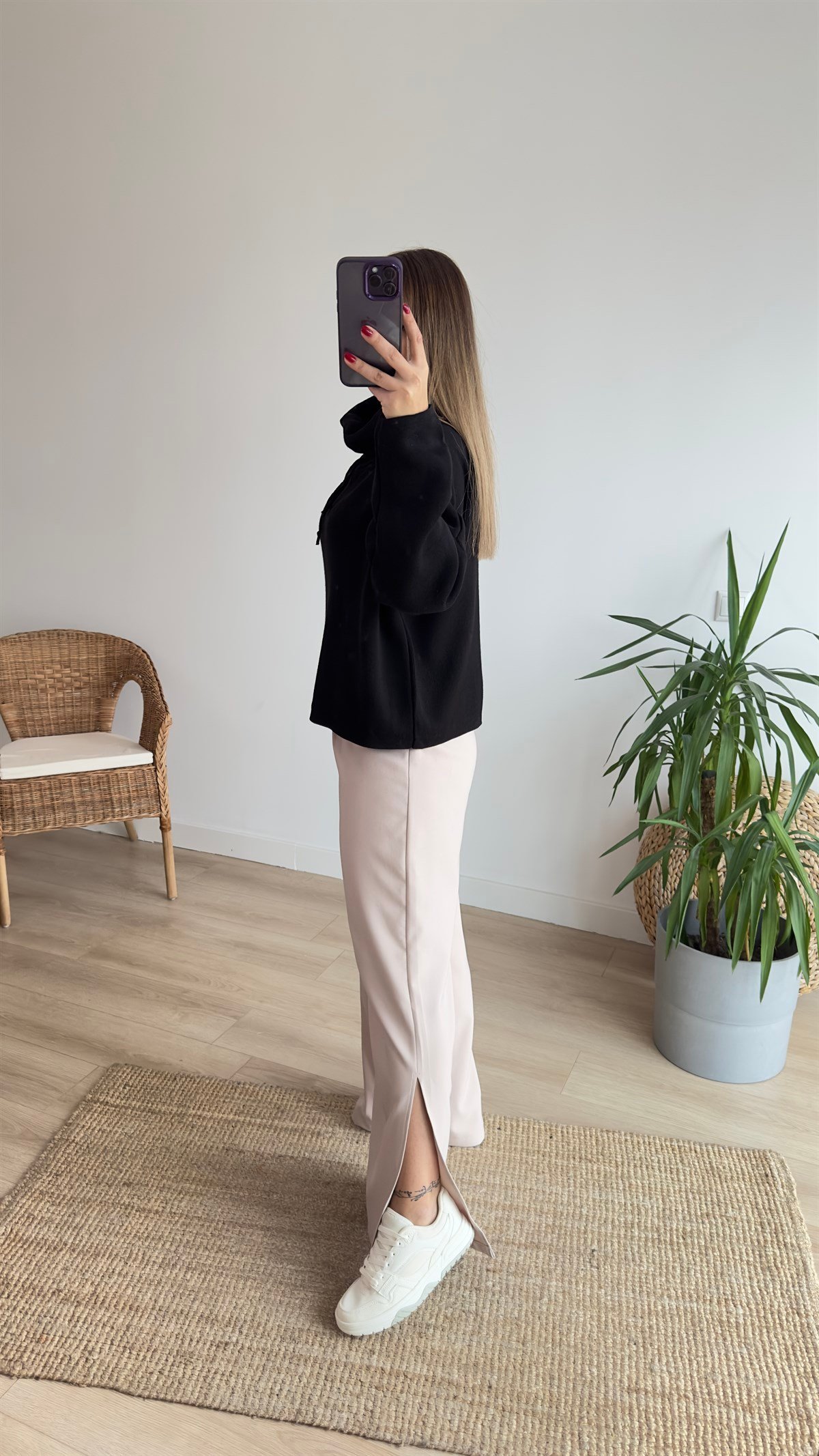 Boğazlı Basic Siyah Triko