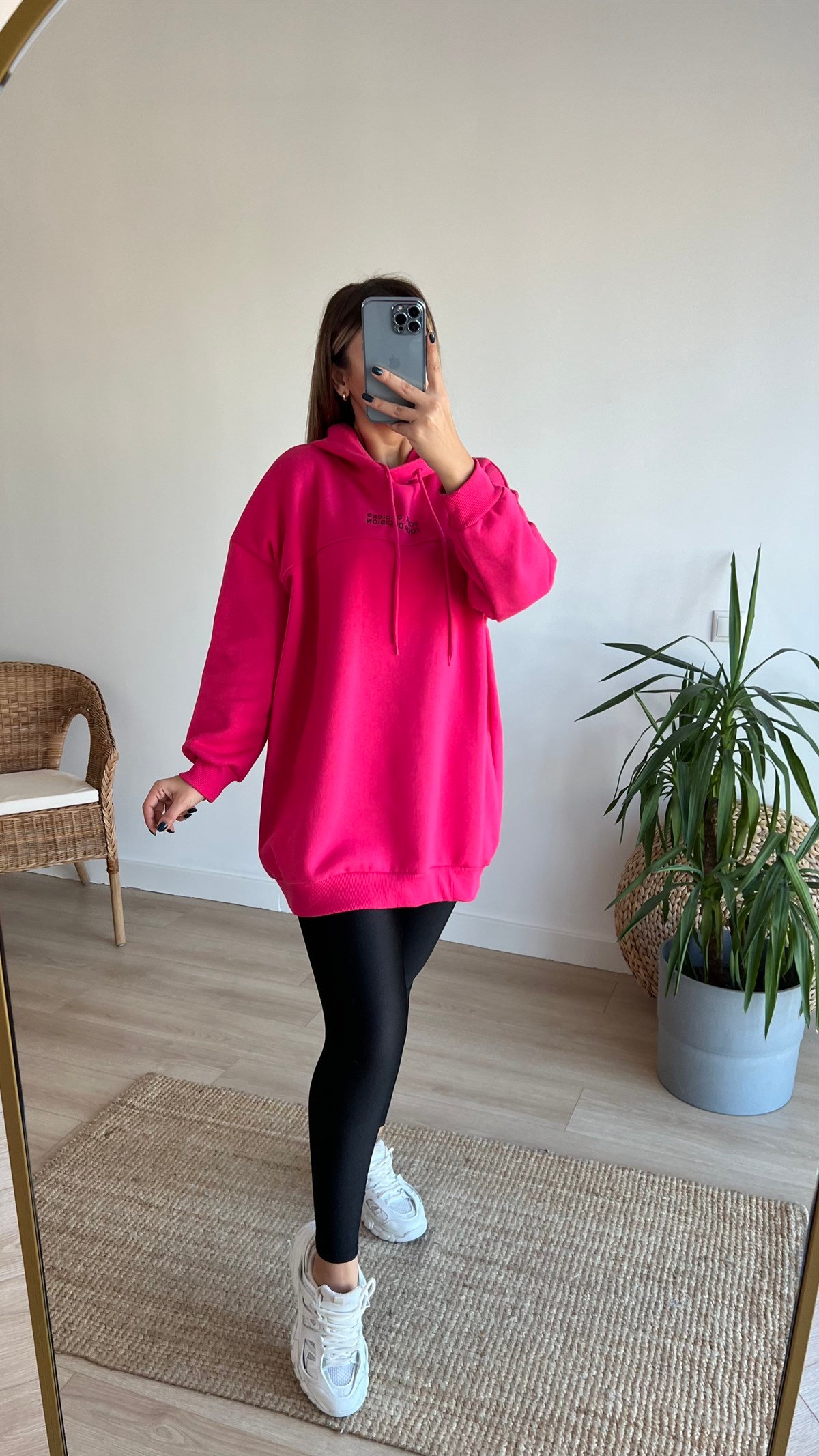 Sırtı Destıny Yazı Detaylı Pembe Sweat