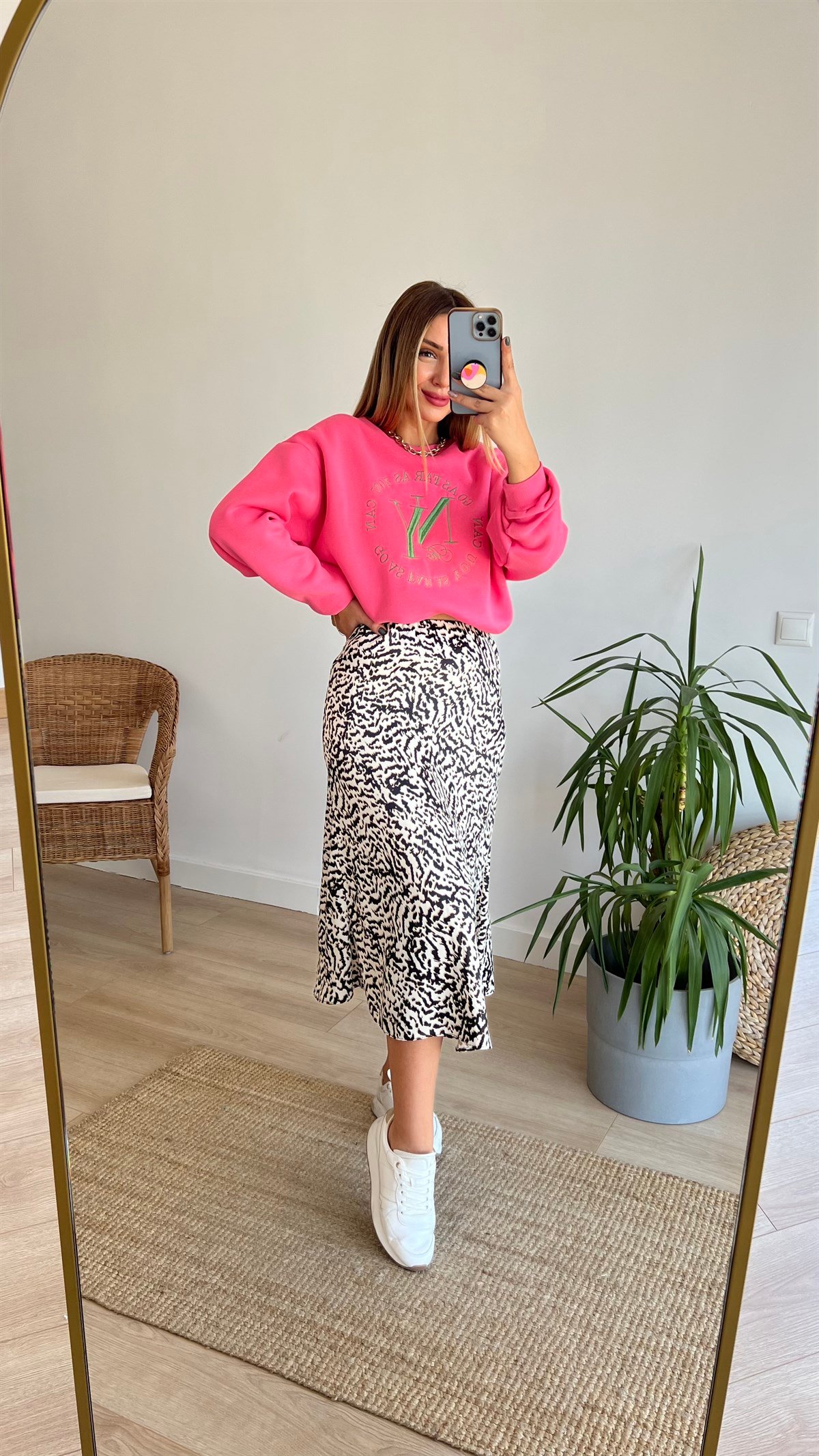Ny Nakışlı Pembe Sweatshirt