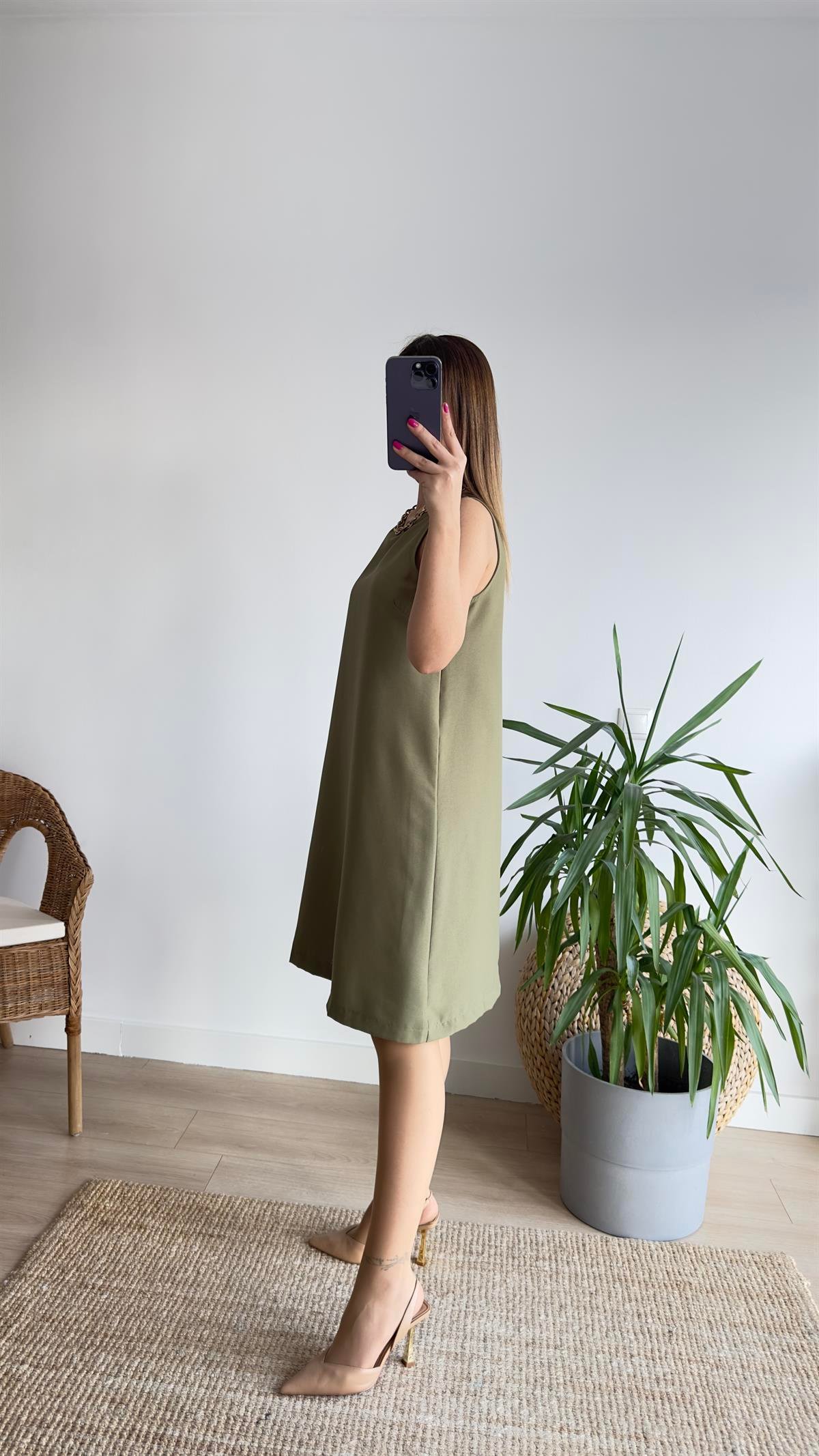 Marta Kolsuz Haki Basic Elbise 