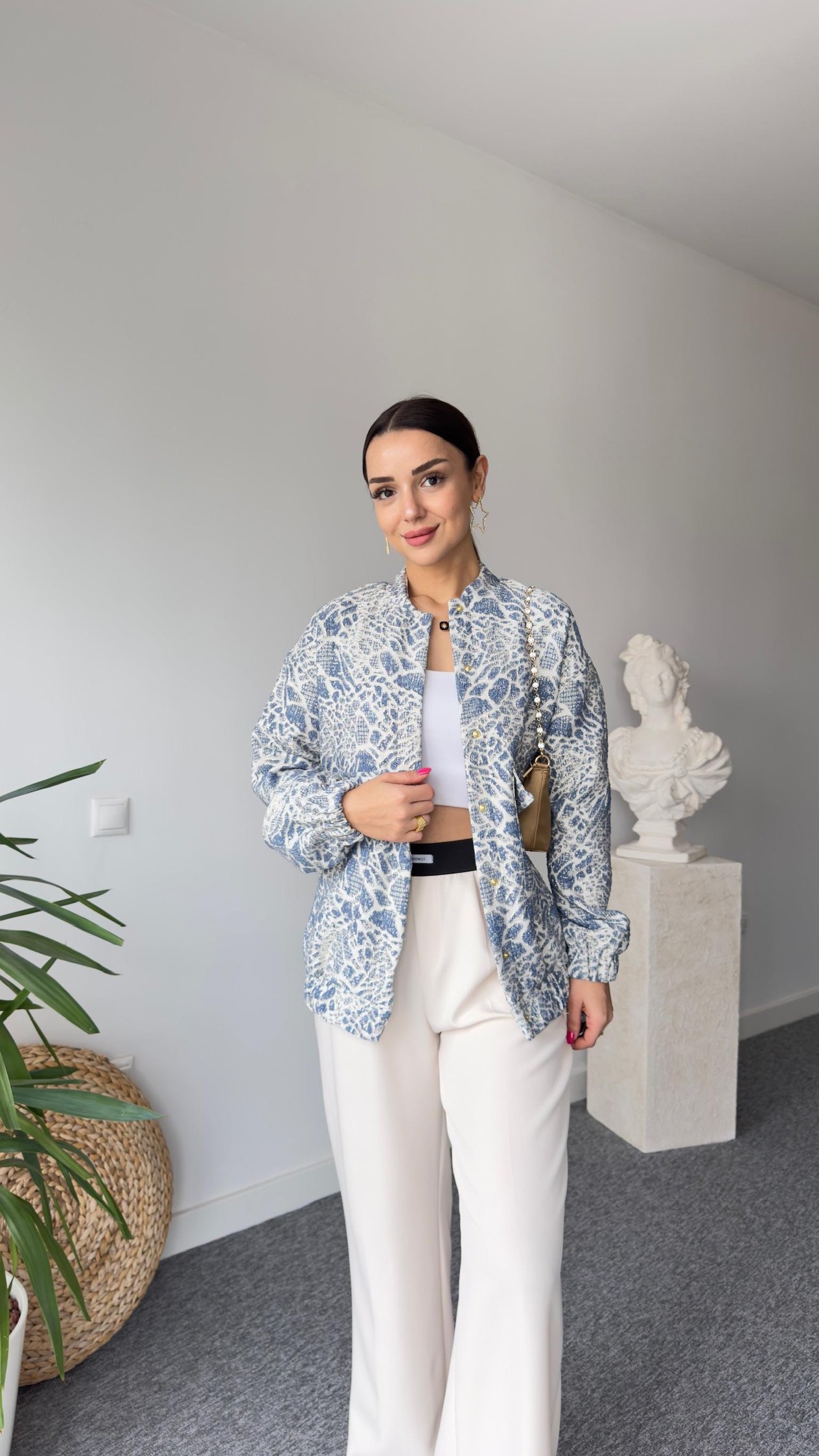 Simli Mavi Bomber Ceket