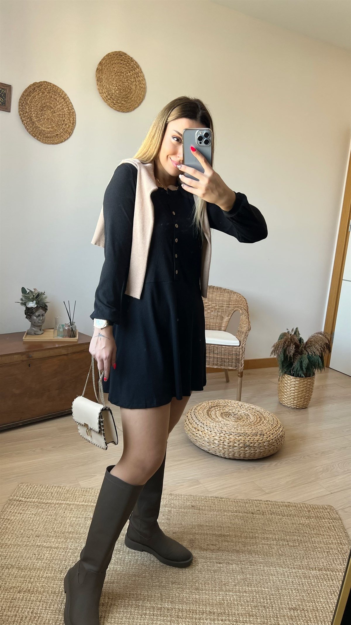 Fitilli Siyah Tunik Elbise