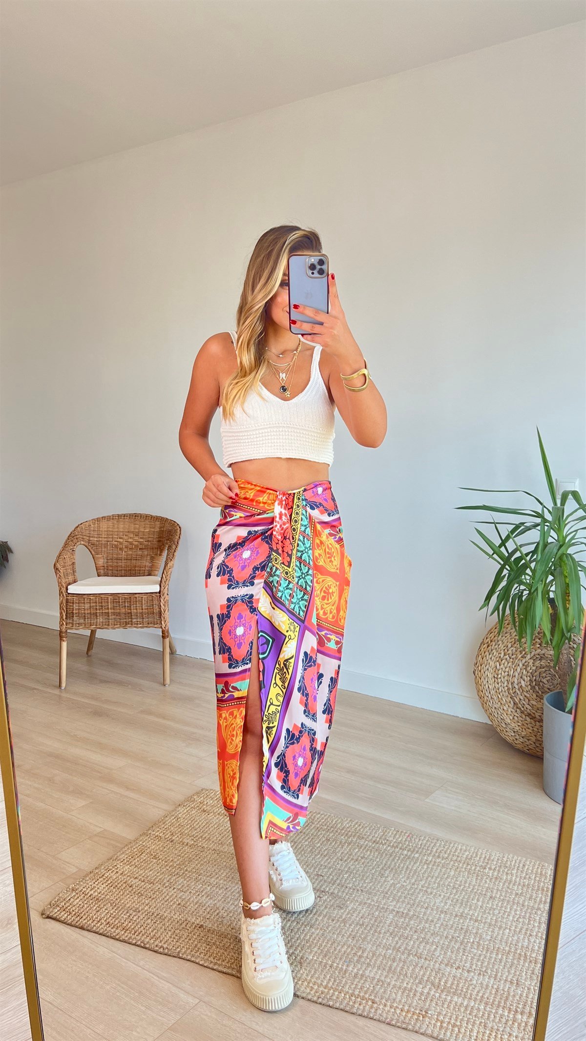Zara Model Düğümlü Saten Etek