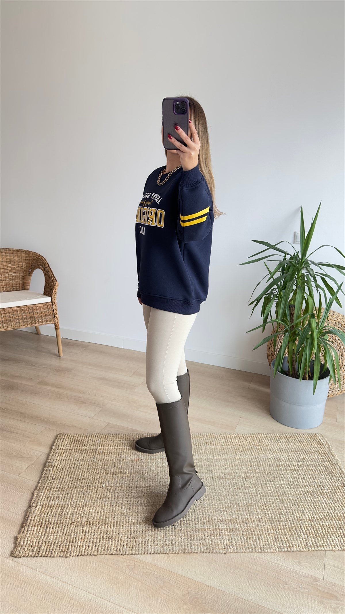 Original Baskı Lacivert Sweat