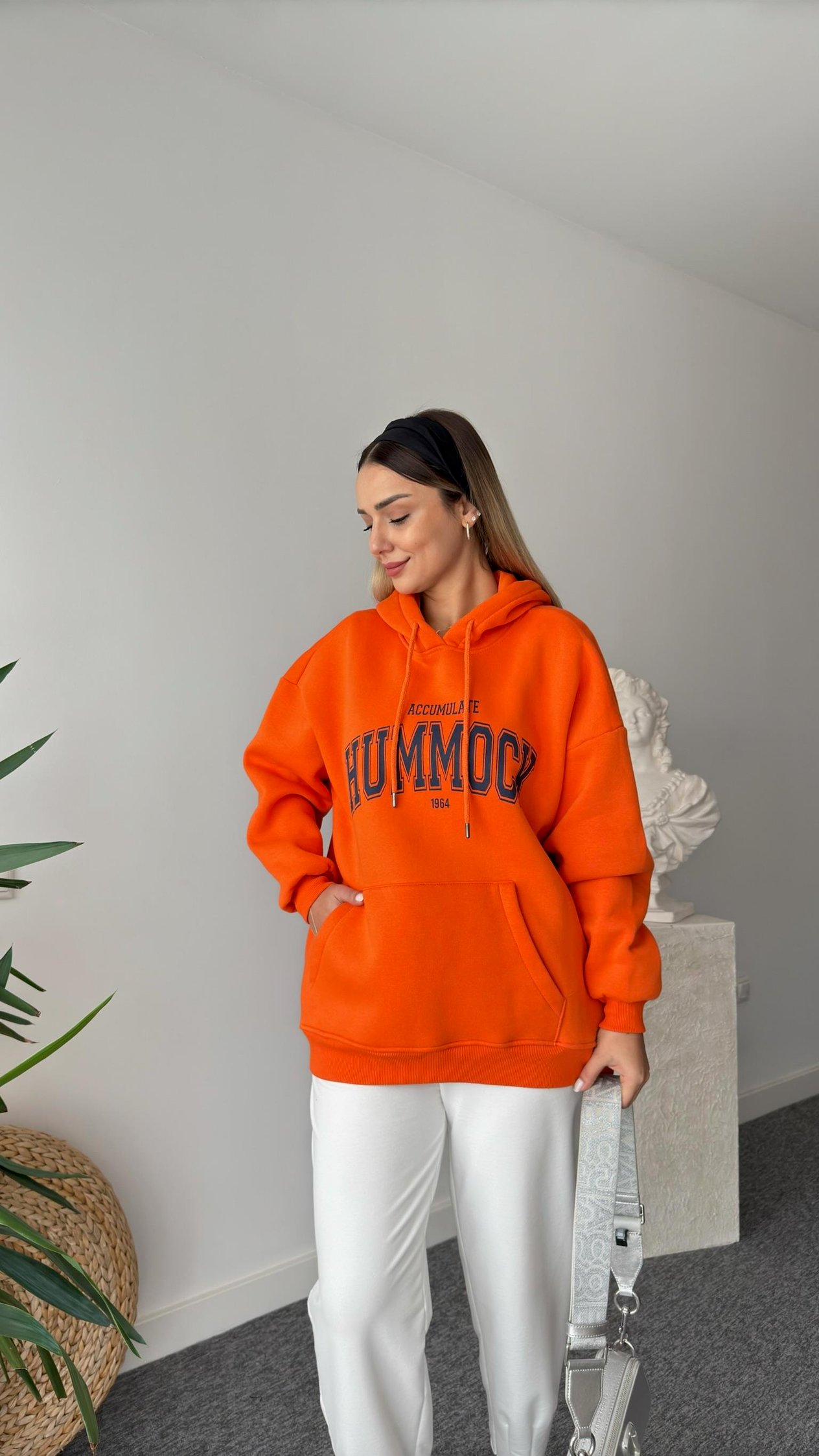 Hummock Yazılı Turuncu Sweatshirt
