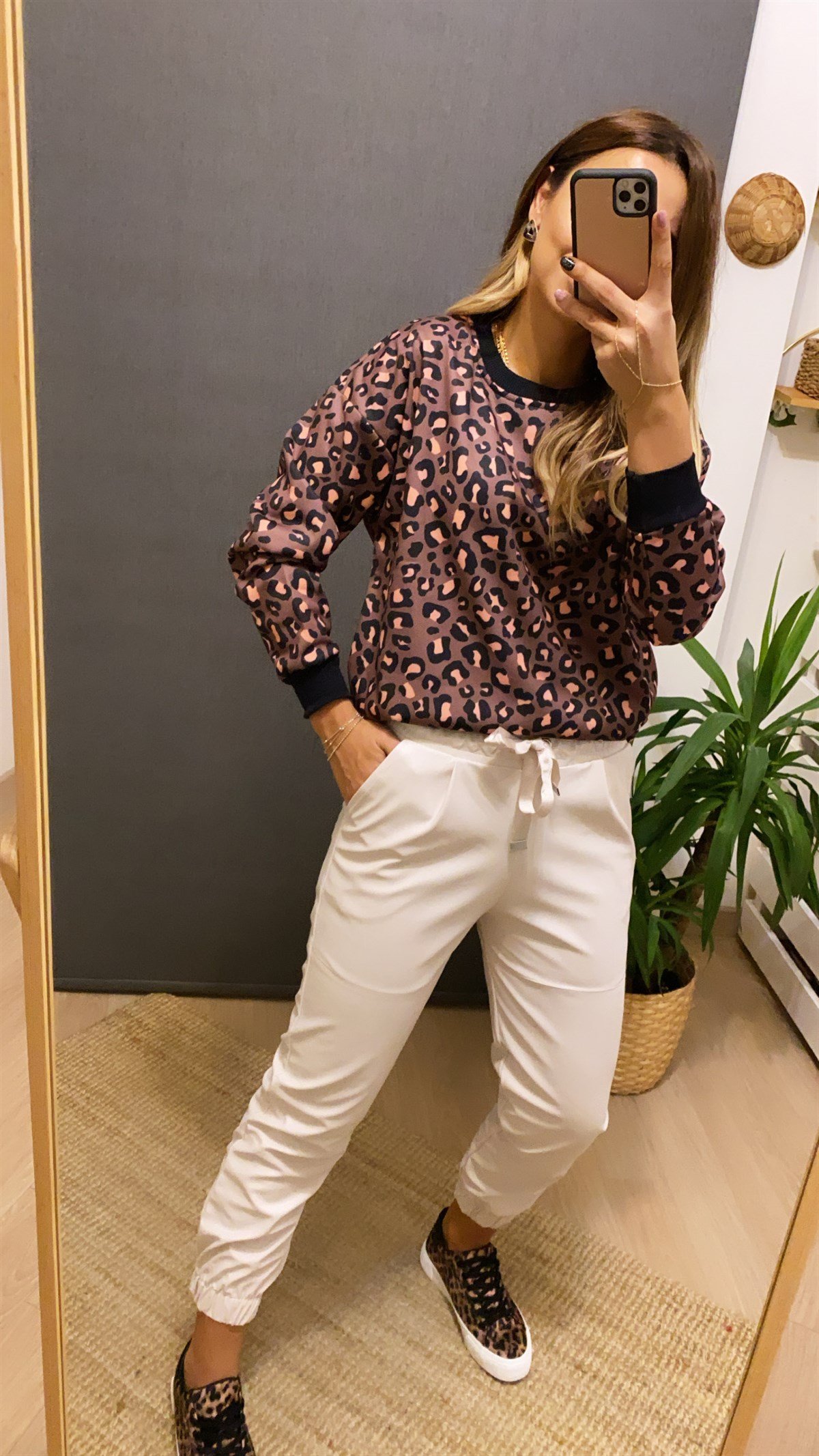Leopar Baskı Sweatshirt