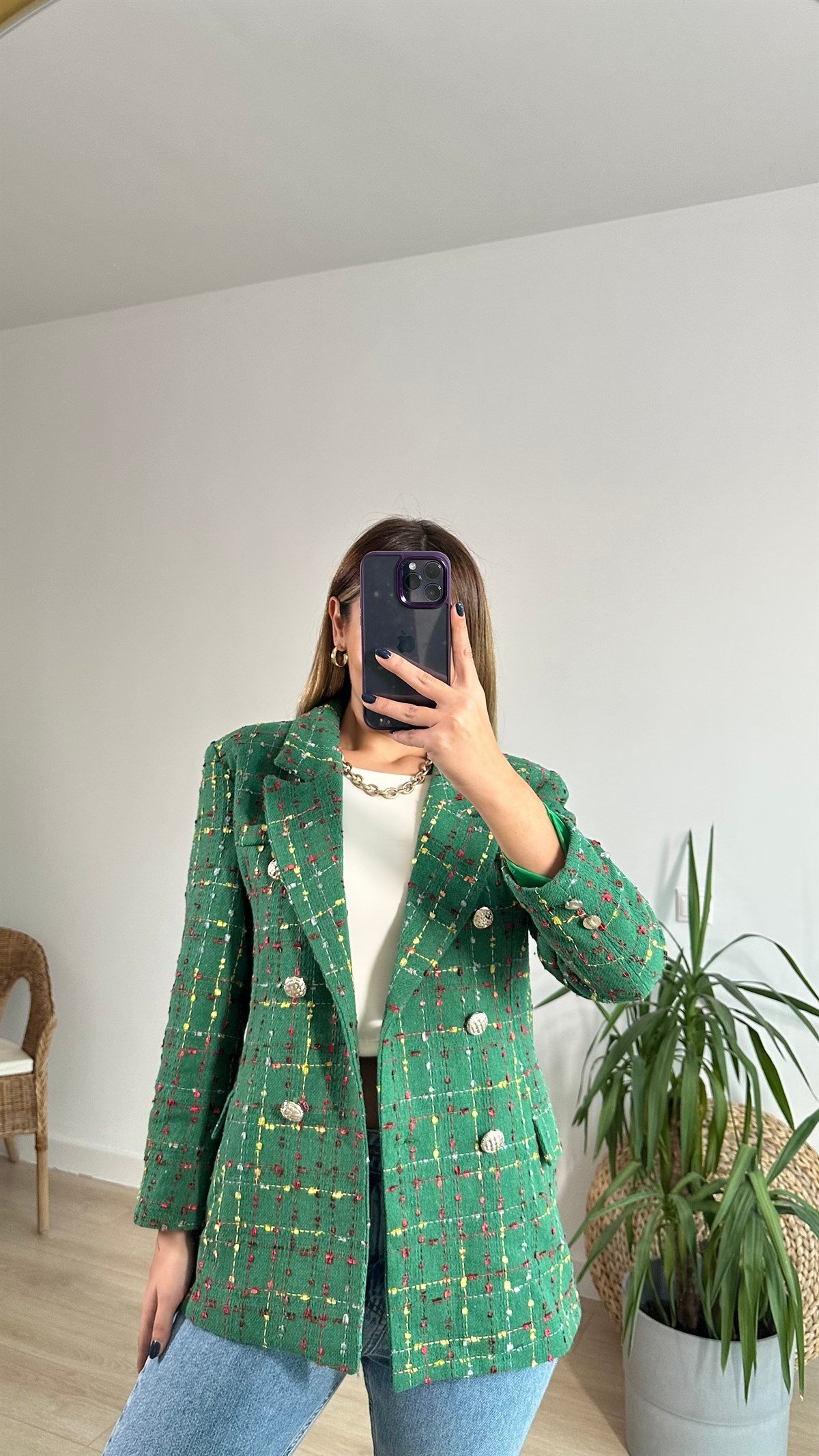 Tüvit Blazer Ceket Yeşil
