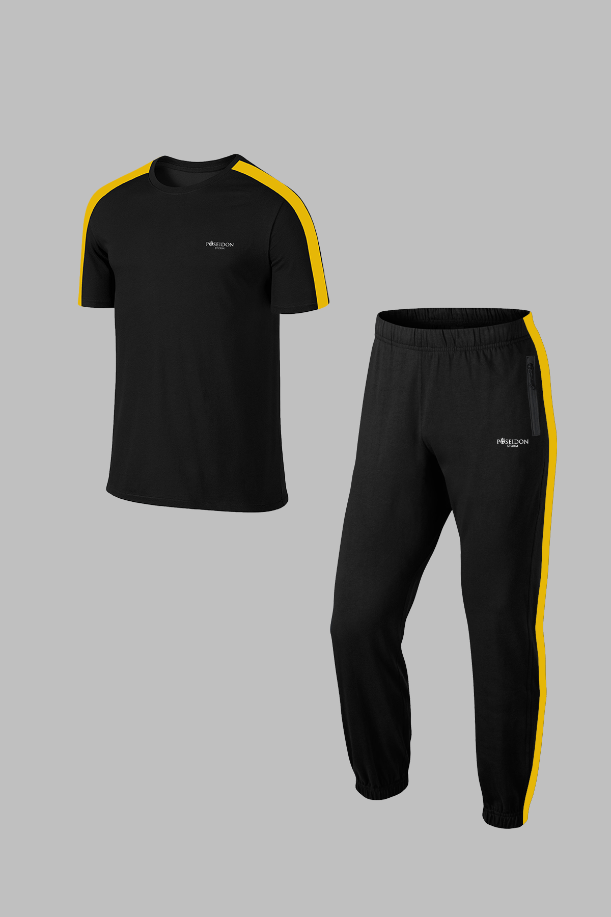 aBüyük Beden Erkek Siyah Özel Supra Penye Kumaş Rahat Cepli İki Parçalı Yürüyüş ve Koşu Seti 4XL-10XL
