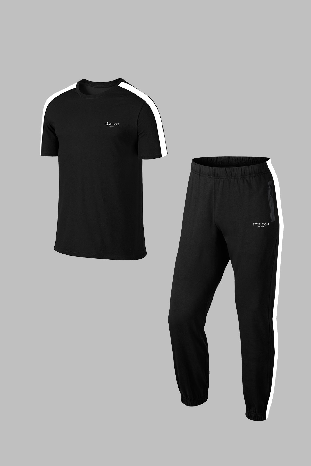 aBüyük Beden Erkek Siyah Özel Supra Penye Kumaş Egzersiz Sporcu Antrenman Kapüşonlu Eşofman Seti 4XL-10XL