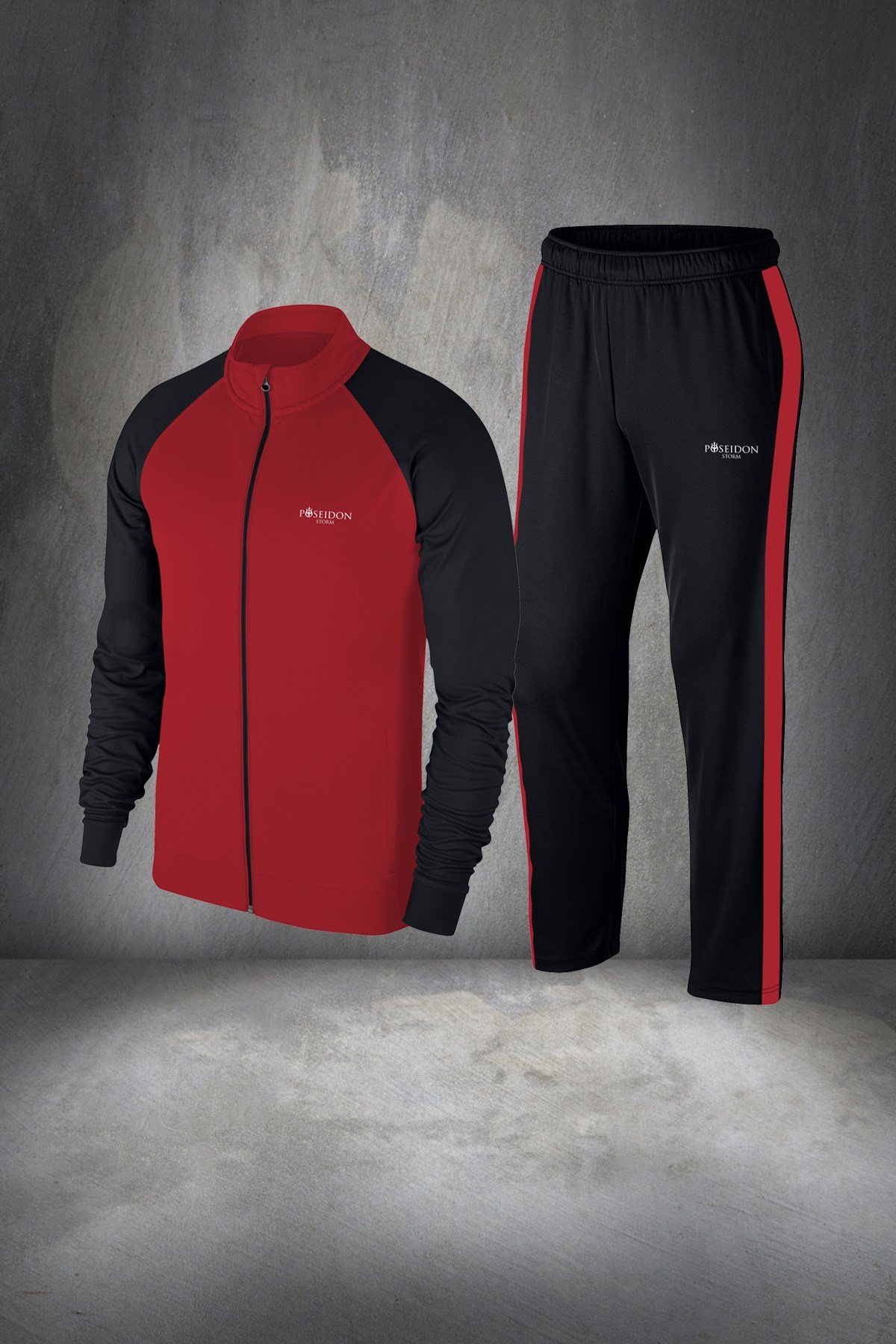 Büyük Beden Bordo Beyaz Günlük Sporcu Eşofman Takımı 4-10XL - kolları farklı - M11