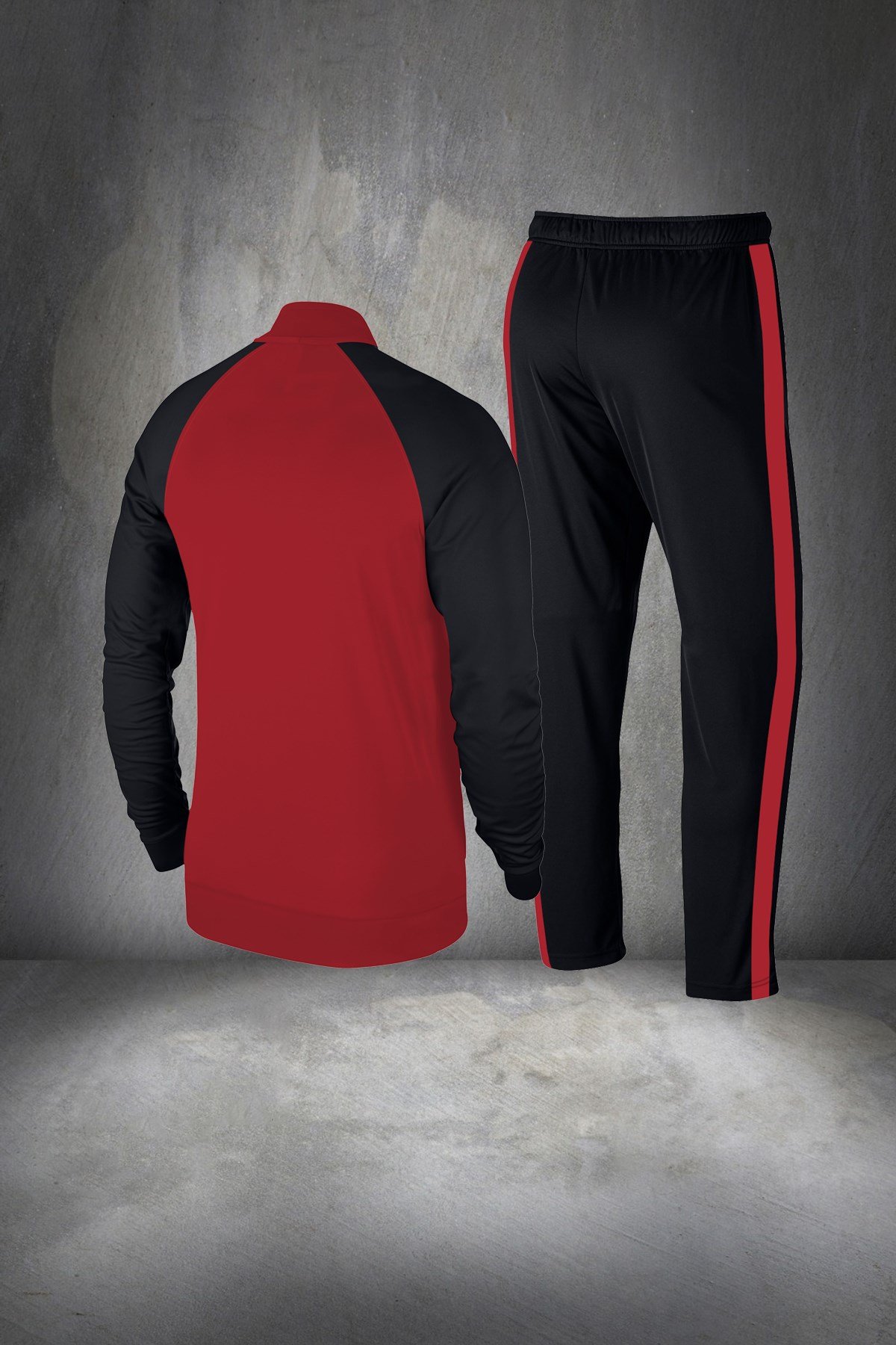 Büyük Beden Bordo Beyaz Günlük Sporcu Eşofman Takımı 4-10XL - kolları farklı - M11