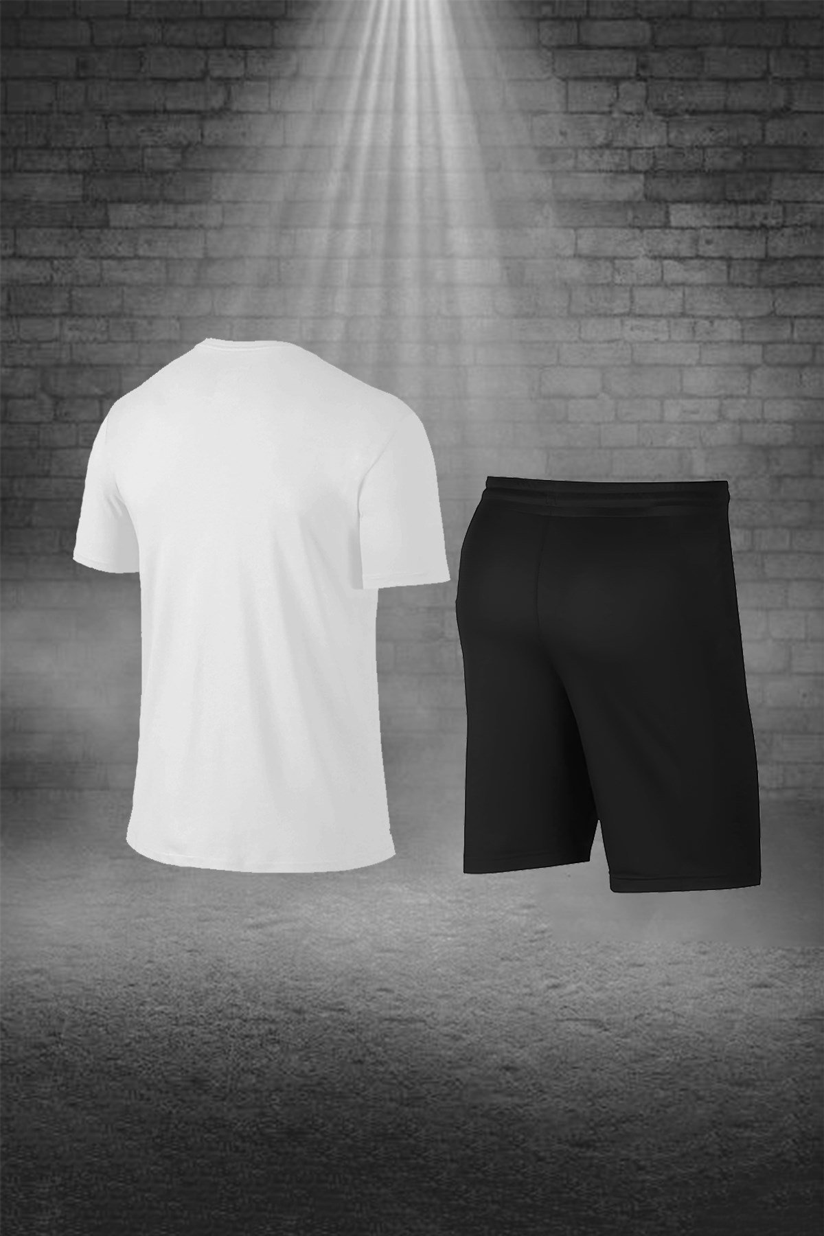 Büyük Beden Erkek Beyaz Günlük Sporcu Tişört ve Şort Takımı 4XL-10XL - M1
