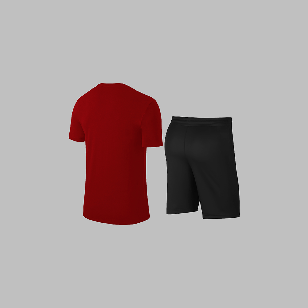 Büyük Beden Erkek Bordo Dri-Fit Kumaş Spor için Konforlu Cepli Kısa Kol Tişört Şort İkili Takım 4XL-10XL