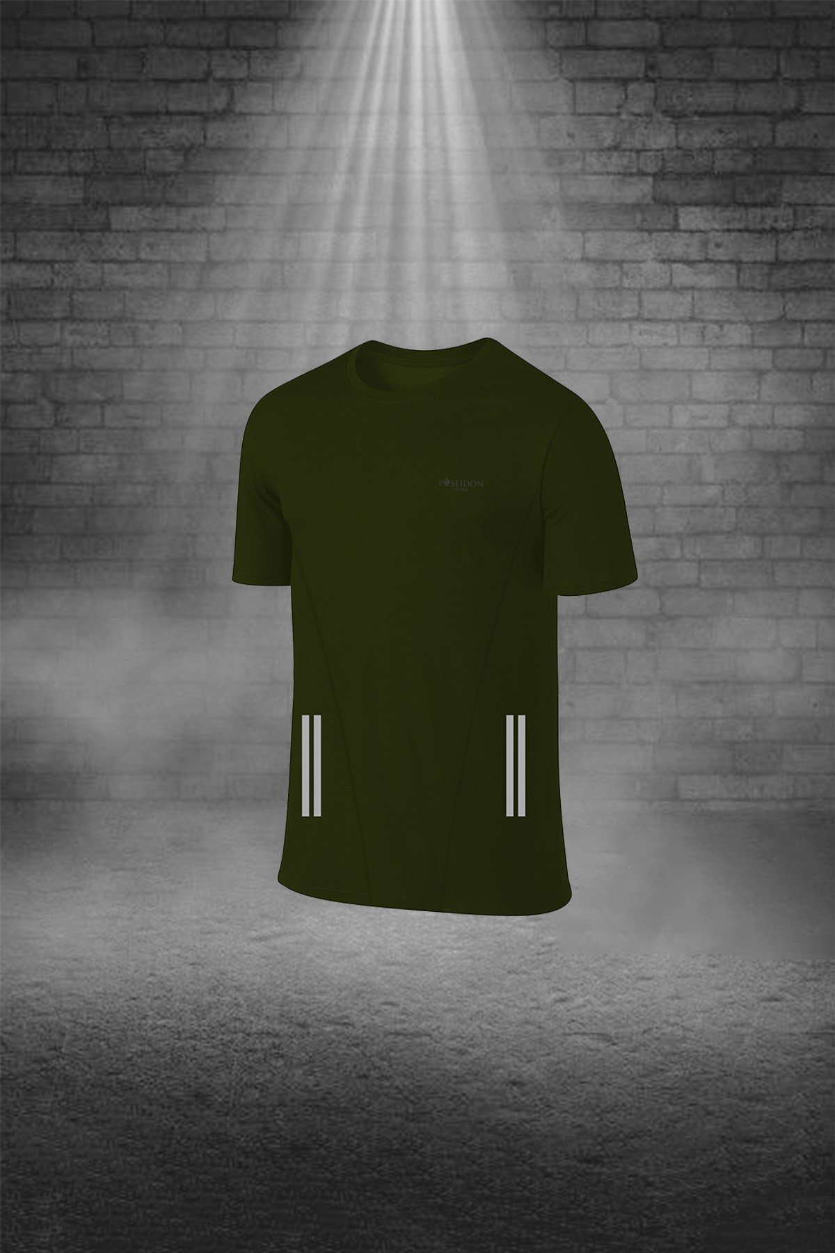 Büyük Beden Erkek Haki Günlük Sporcu Tişört ve Şort Takımı 4XL-10XL - flexo çift şerit - M7