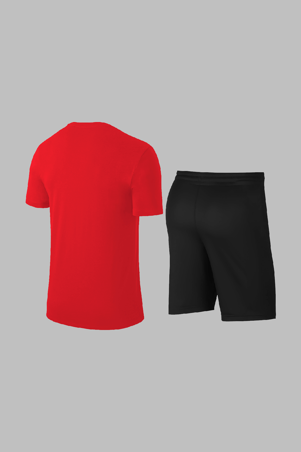 Büyük Beden Erkek Kırmızı Dri-Fit Kumaş Baskısız Bisiklet Yaka Kısa Kol Konforlu Alt Üst Takım Şort Tişört Seti (4XL-10XL)
