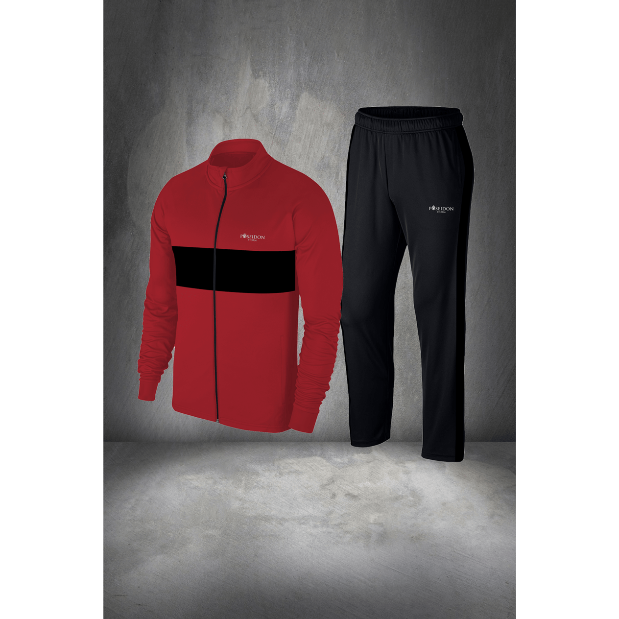 Büyük Beden Erkek Kırmızı Supra Penye Kumaş Rahat Mevsimlik Eşofman Takımı  (4XL- 10XL)