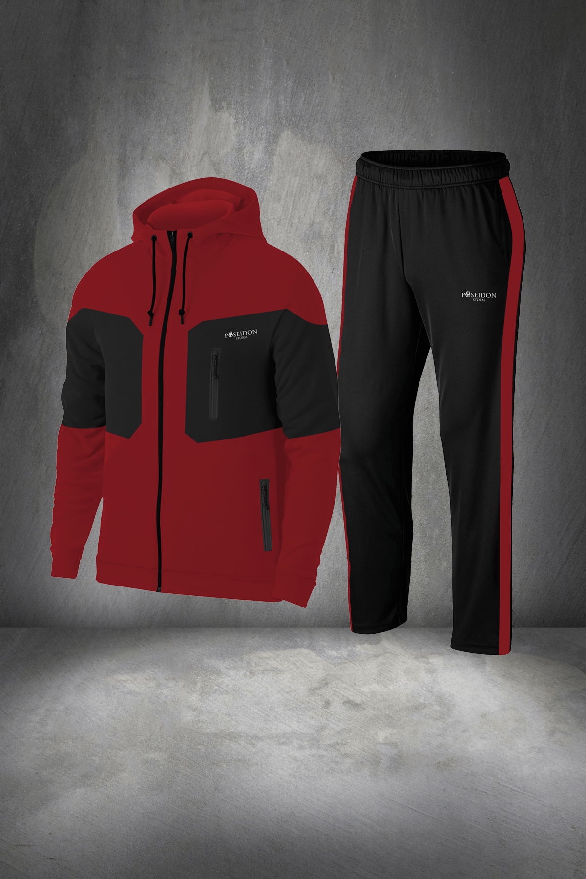 Büyük Beden Erkek Kırmızı Supra Penye Kumaş Antrenman Sporcu Koşu Takımı Seti  4XL-10XL