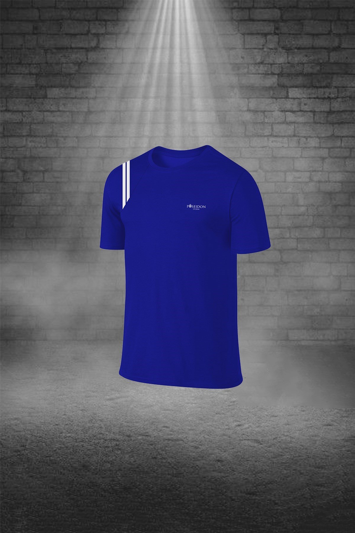 Büyük Beden Erkek Mavi Dri-Fit Kumaş Cepli Baskısız Bisiklet Yaka Sporcu Tişört Şort Alt Üst İkili Takım  4XL-10XL