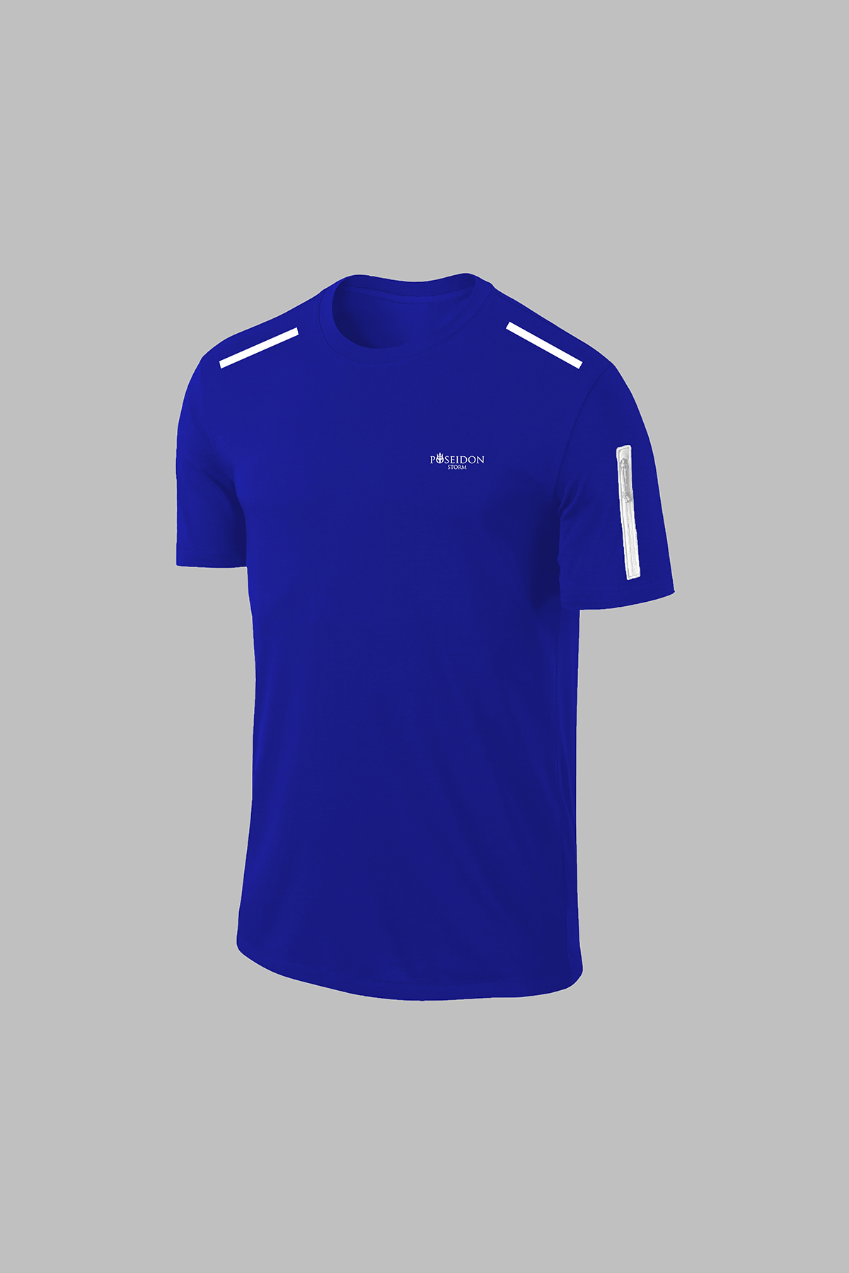 Büyük Beden Erkek Mavi Dri-Fit Kumaş Cepli Baskısız Bisiklet Yaka Sporcu Tişört Şort Alt Üst İkili Takım  (4XL-10XL)