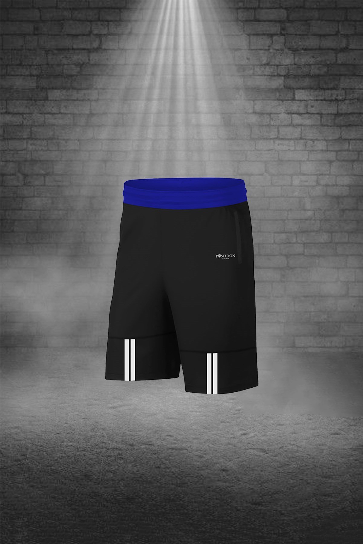 Büyük Beden Erkek Mavi Dri-Fit Kumaş Cepli Baskısız Bisiklet Yaka Sporcu Tişört Şort Alt Üst İkili Takım  4XL-10XL
