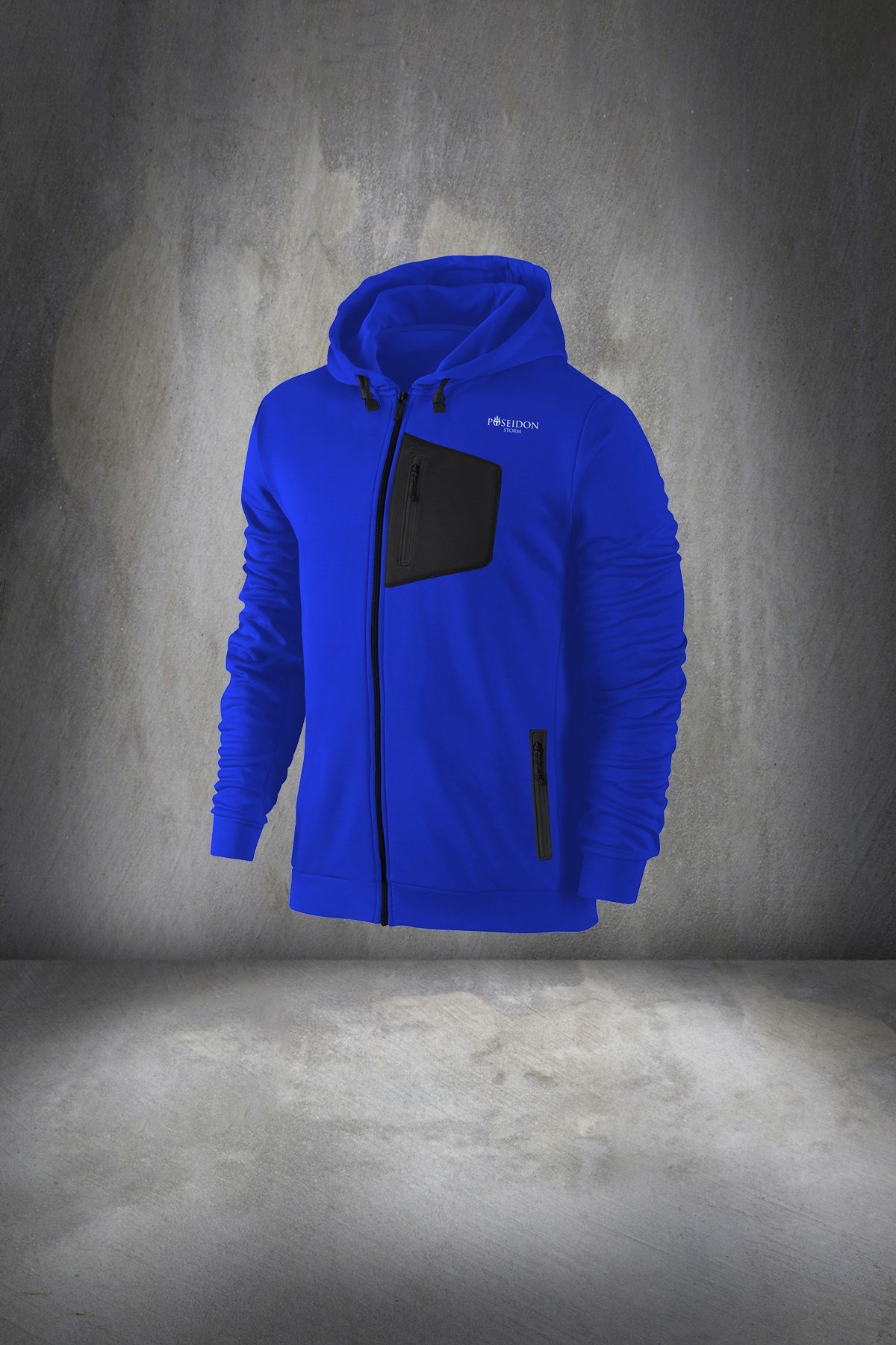Büyük Beden Erkek Mavi Günlük Sporcu Eşofman Takımı 4XL-10XL - önü siyah cepli - M13