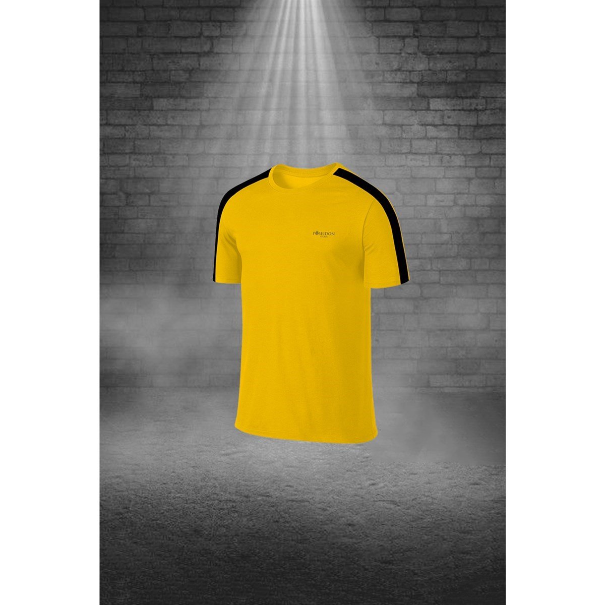Büyük Beden Erkek Sarı Dri-Fit Kumaş Baskısız Konforlu Tişört Şort Alt Üst İkili Takım Seti  4XL-10XL