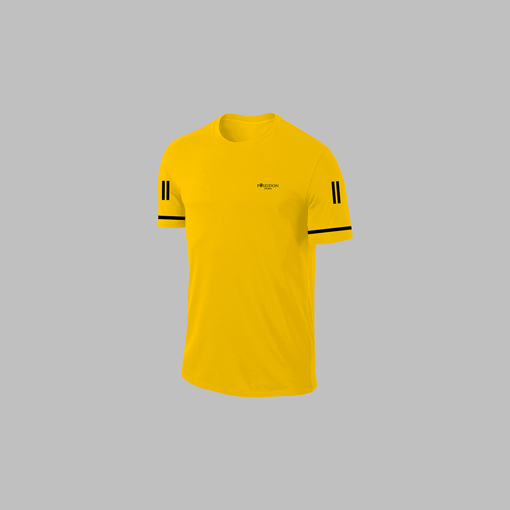 Büyük Beden Erkek Sarı Dri-Fit Kumaş Baskısız Konforlu Tişört Şort Alt Üst İkili Takım Seti  4XL-10XL