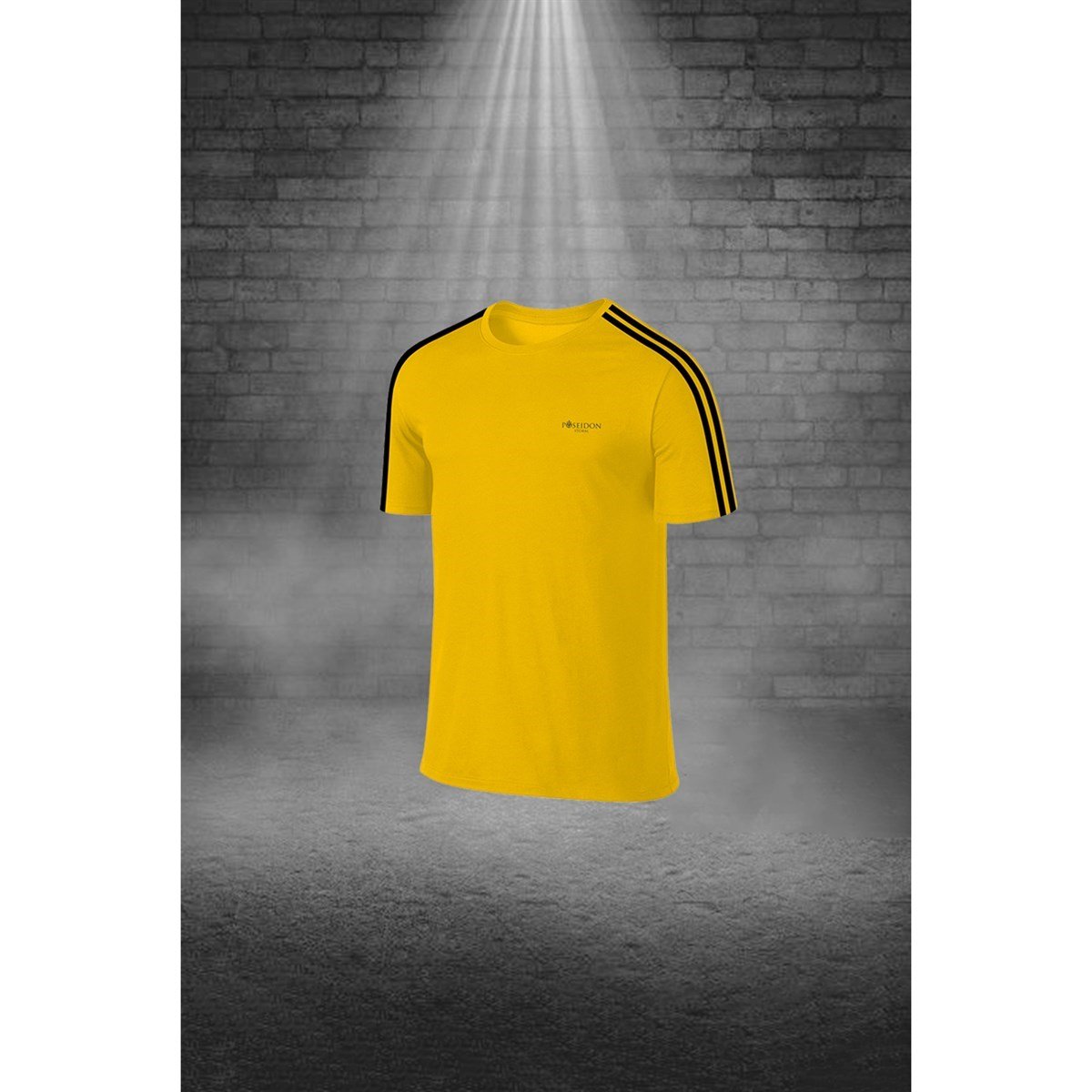 Büyük Beden Erkek Sarı Dri-Fit Kumaş Cepli Baskısız Konforlu Tişört Şort Alt Üst İkili Takım Seti  4XL-10XL