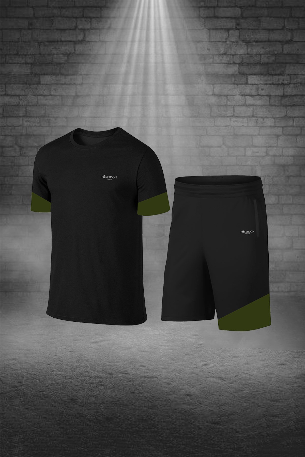 Büyük Beden Erkek Siyah Dri-Fit Kumaş Yürüyüş ve Koşu için Konforlu Cepli Kısa Kol Tişört Şort İkili Takım  4XL-10XL