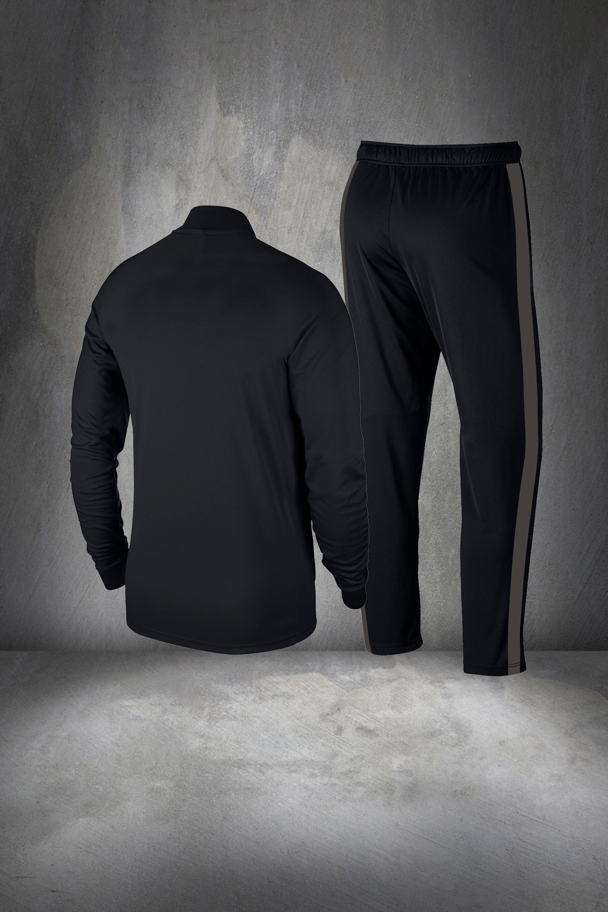 Büyük Beden Erkek Siyah Günlük Sporcu Eşofman Takımı 4XL-10XL - haki ön detay - M12